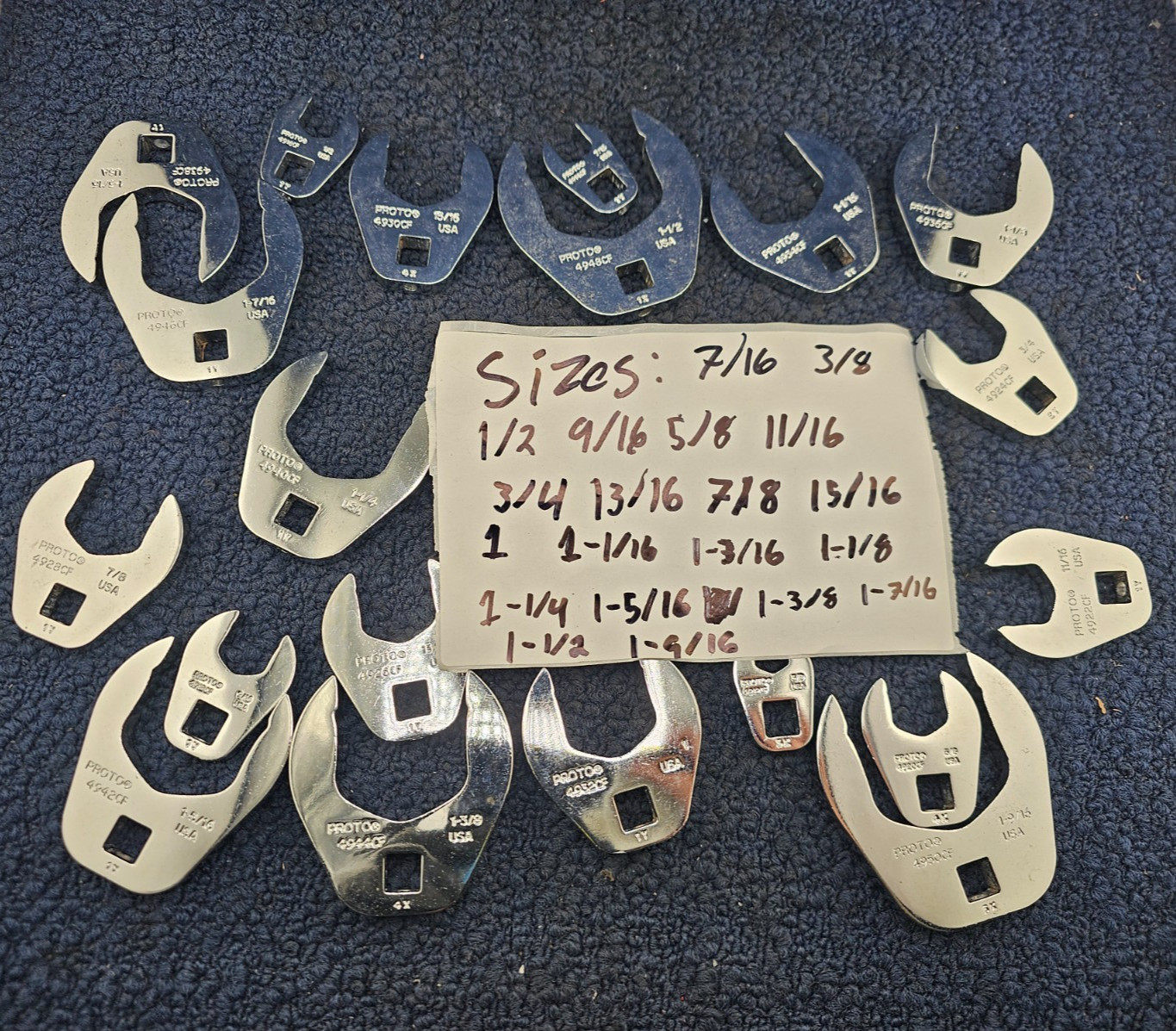 (20 PIECES) Proto Metric Crowfoot Wrench 7/16″-1-9/16″