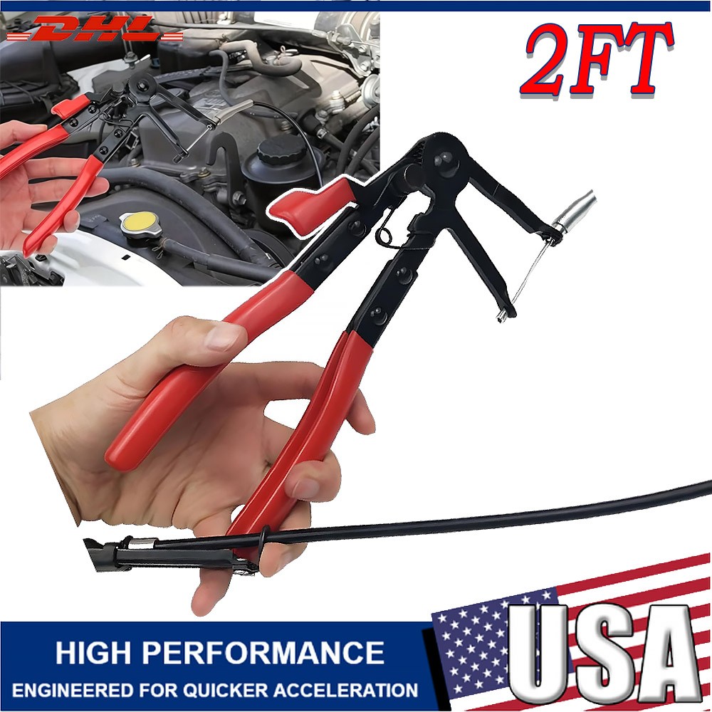 2FT Flexible Wire Long Reach Hose Clamp Pliers Fuel Oil Water Hose Auto Tool