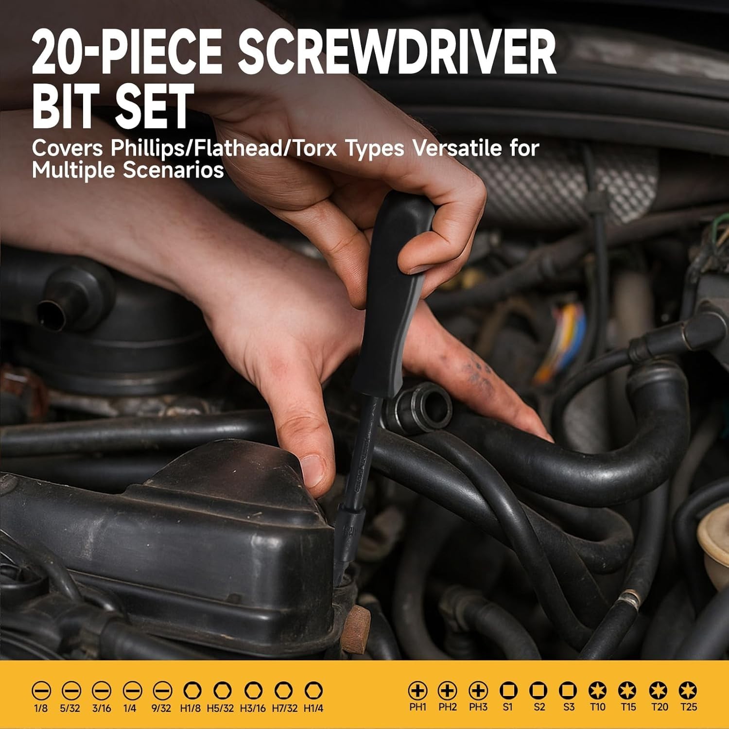 72 PCS 3/8″ Impact Socket Bit Set 6 Point, CRV SAE and Metric Sizes 5/16 to 3…