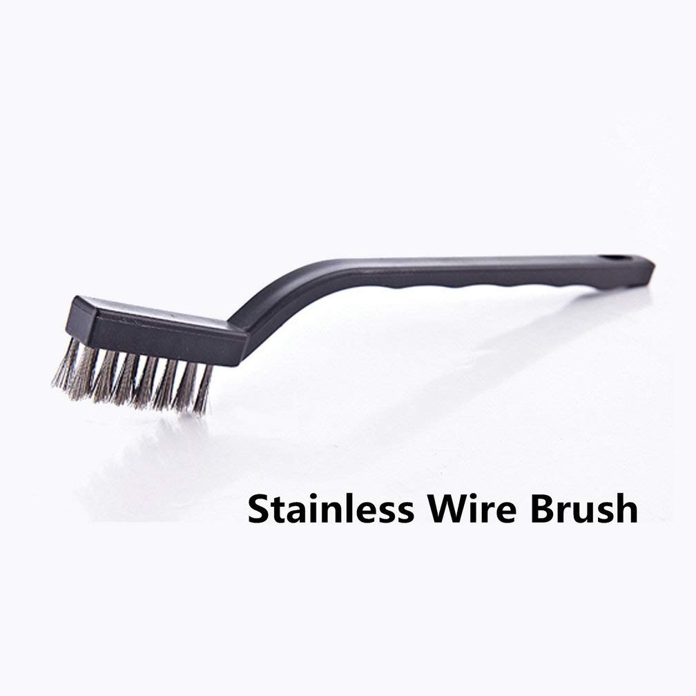 9PCS MINI Wire Brushes, Stainless Steel Brush Set, Curved Handle Black