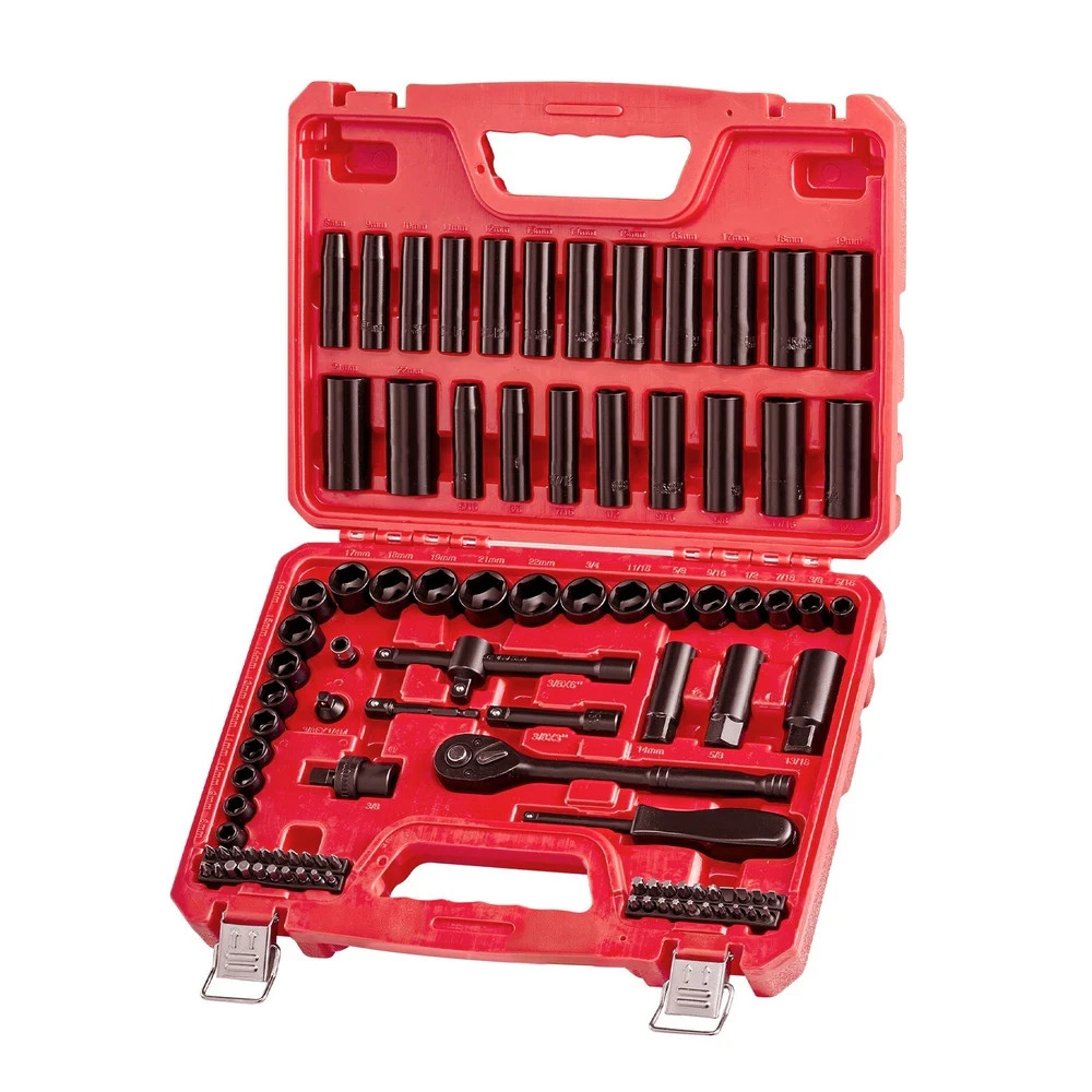 Uimoso 96-Piece 3/8 in Drive Impact Socket Set SAE 5/16-3/4 in Metric 8-22 mm