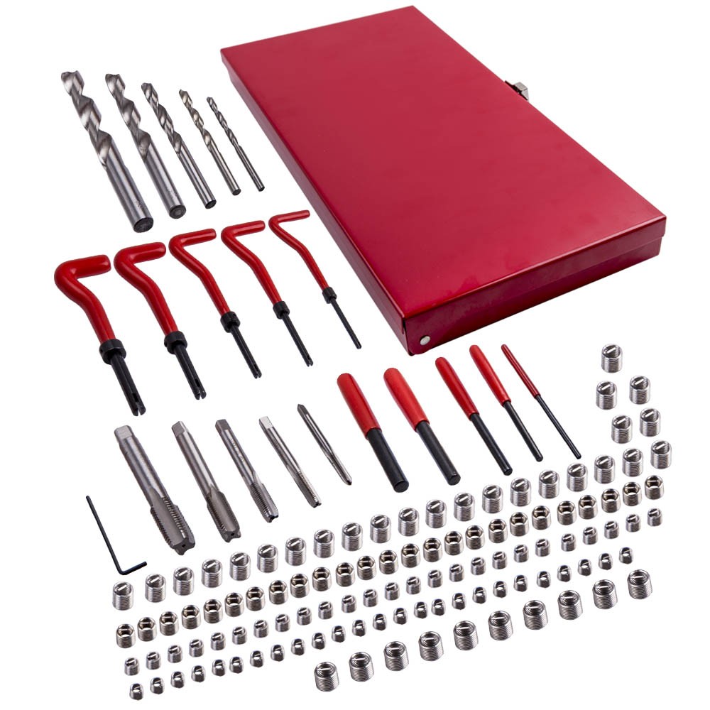 131 pcs Thread Repair Tool Kit Drill Bits Taps Threaded Inserts Installation
