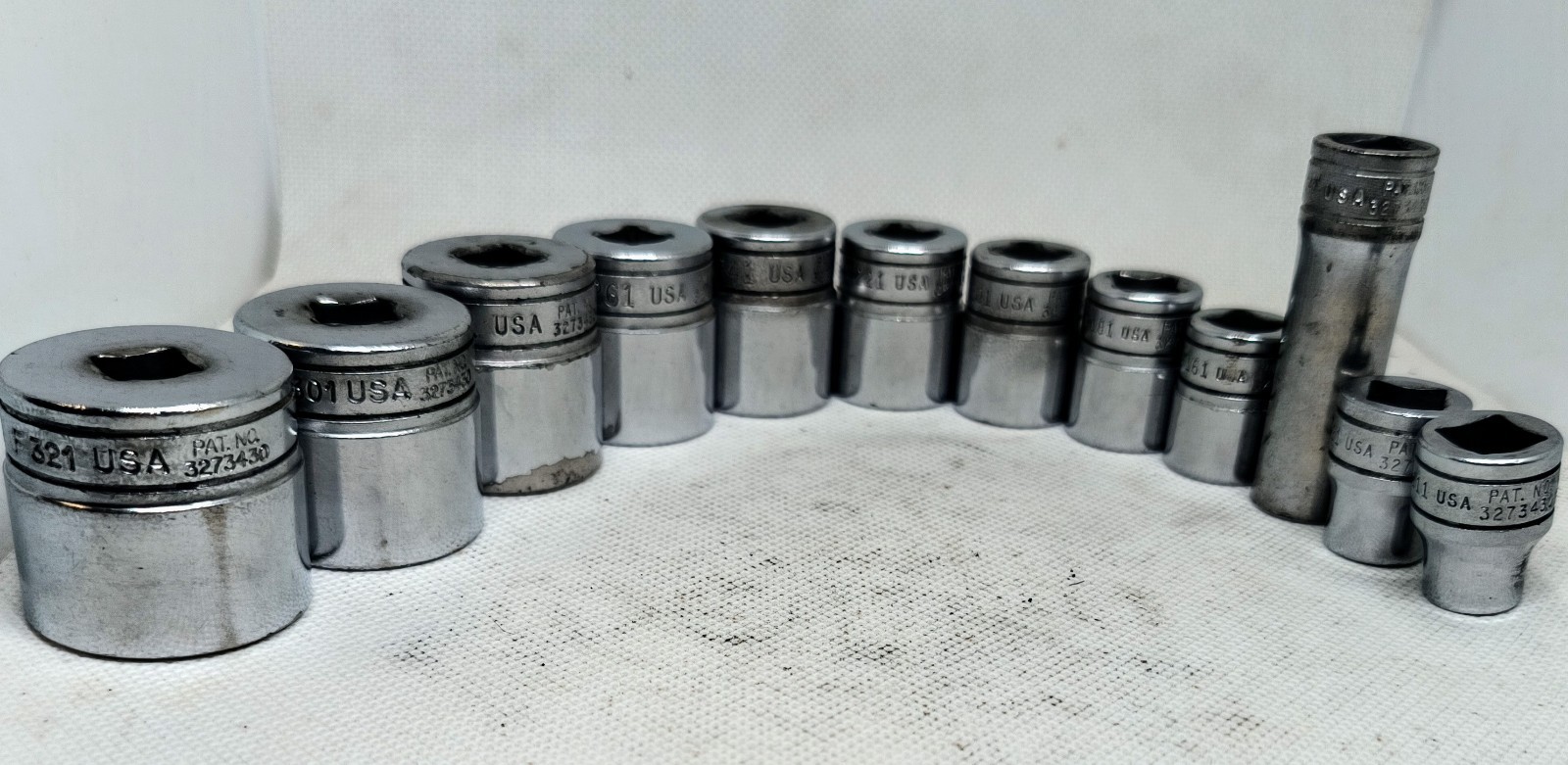 SNAP-ON Tools 12 Pc SAE Socket Set 3/8 Drive Underline F Series 11/32″ – 1″ USA