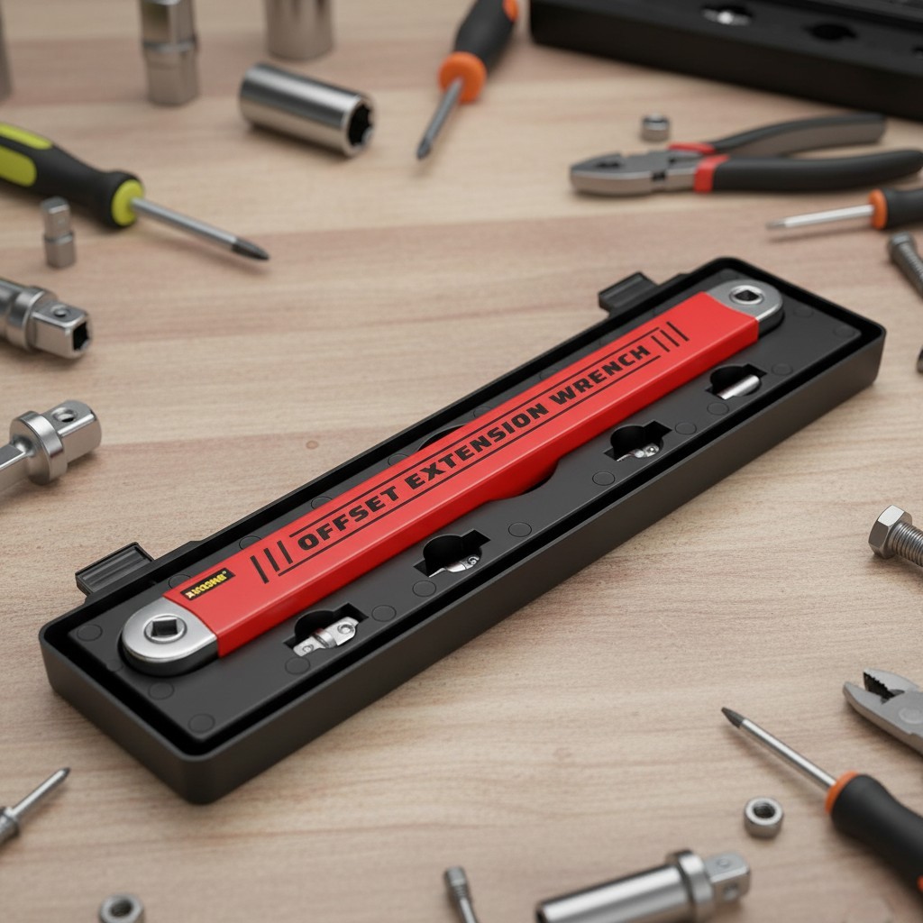 Versatile Offset Extension Wrench with 3 Adapters – Ideal for Automotive Tasks