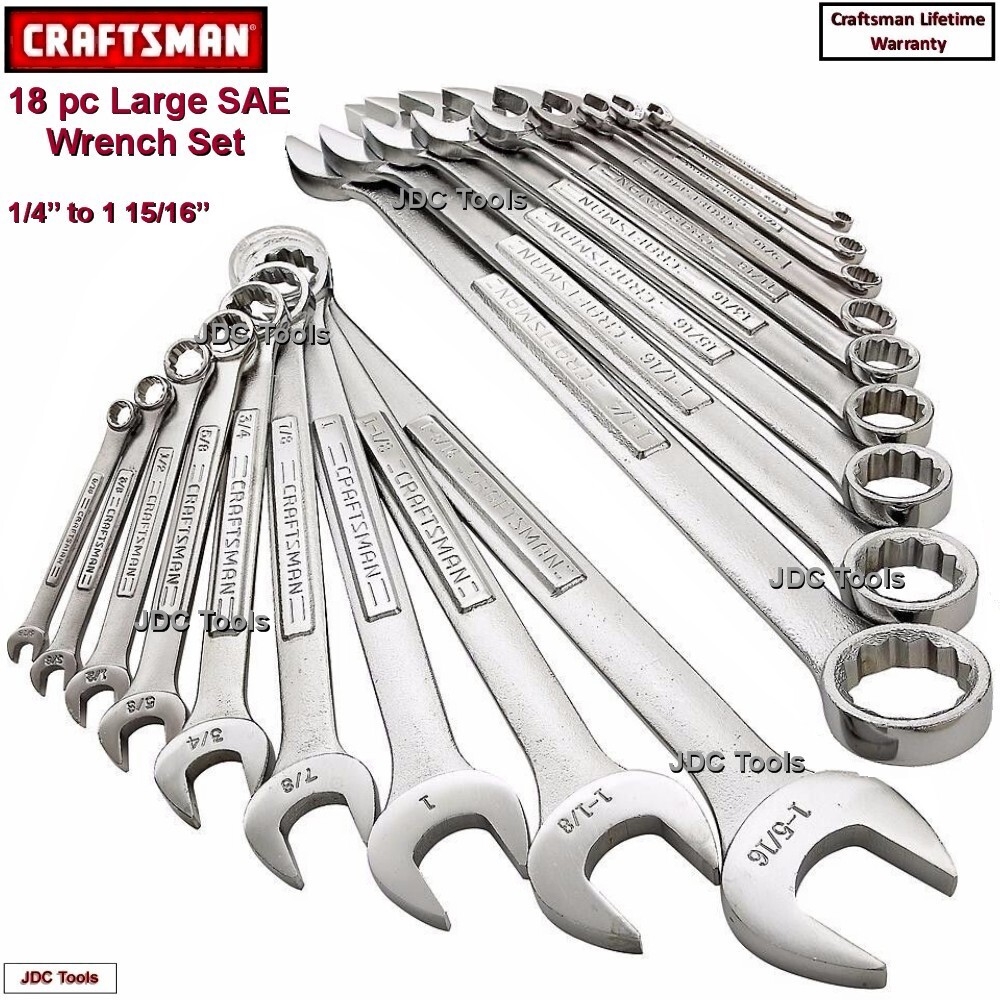 Craftsman 18 pc Combination Wrench Full Set Standard 12pt SAE 1/4″ to 1-5/16″