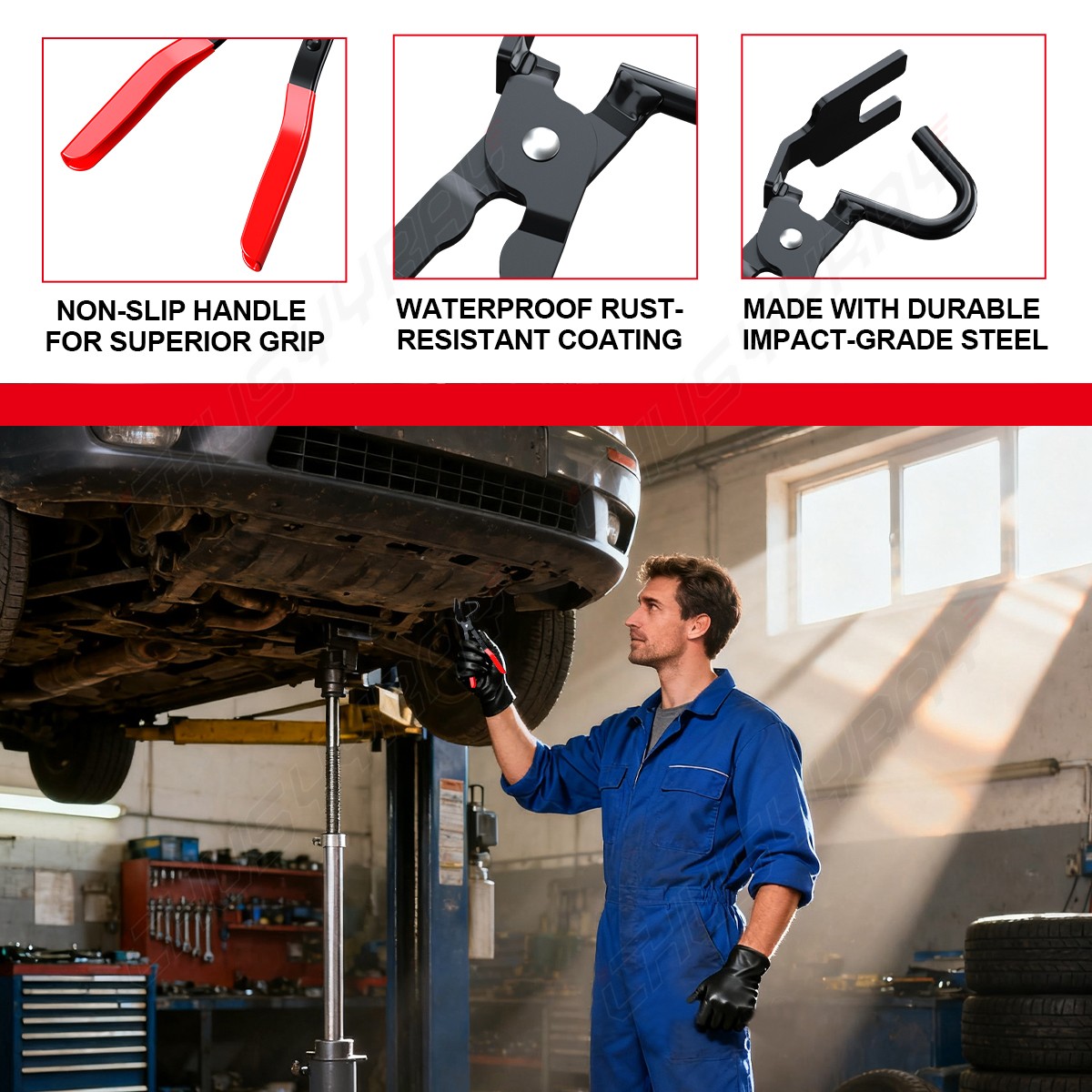 Exhaust Hanger Removal Tool, Heavy-Duty Pliers for Car & Red