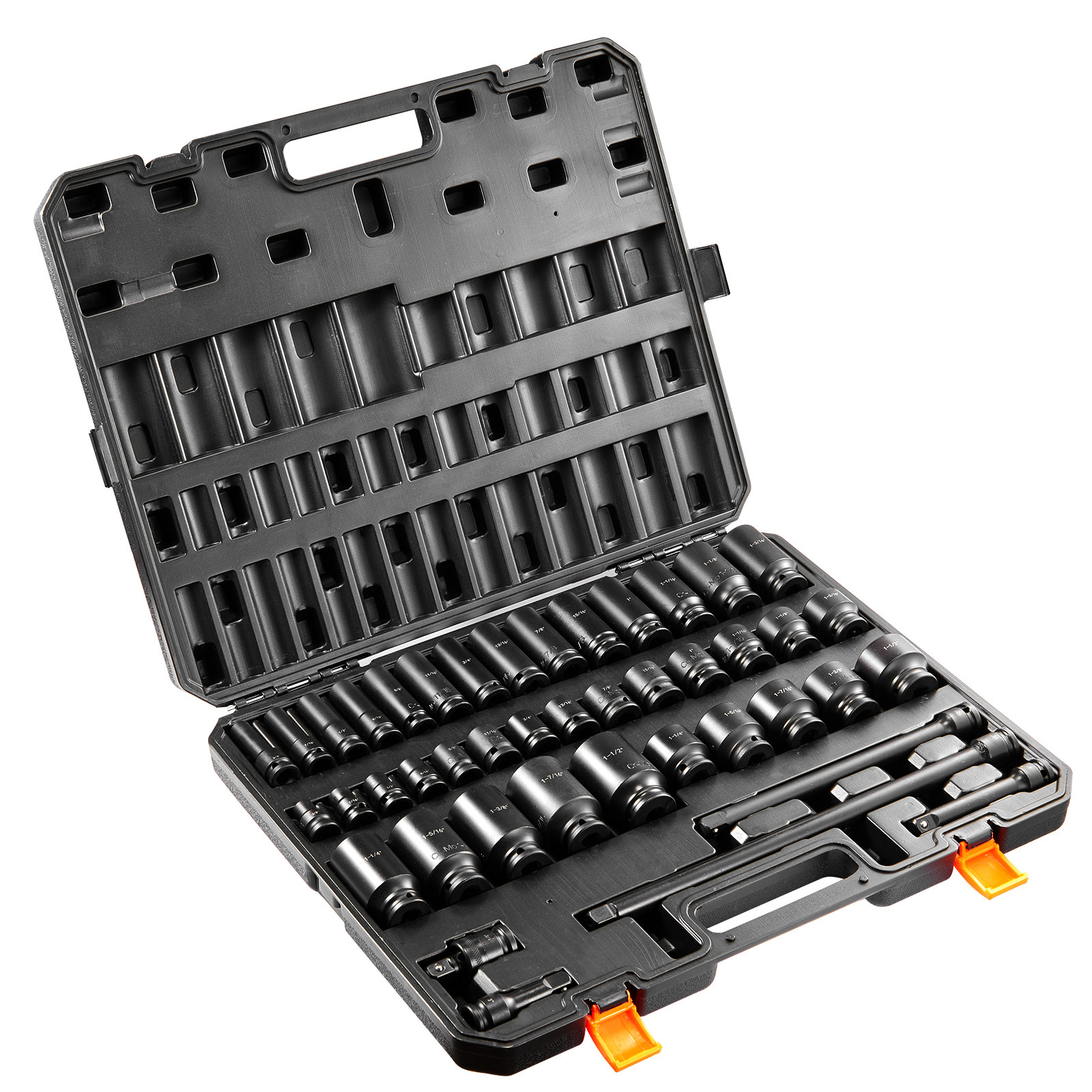 VEVOR Impact Sockets Set 43pcs 6-Point 1/2in Drive Bit Ratchet Tool Kit Case