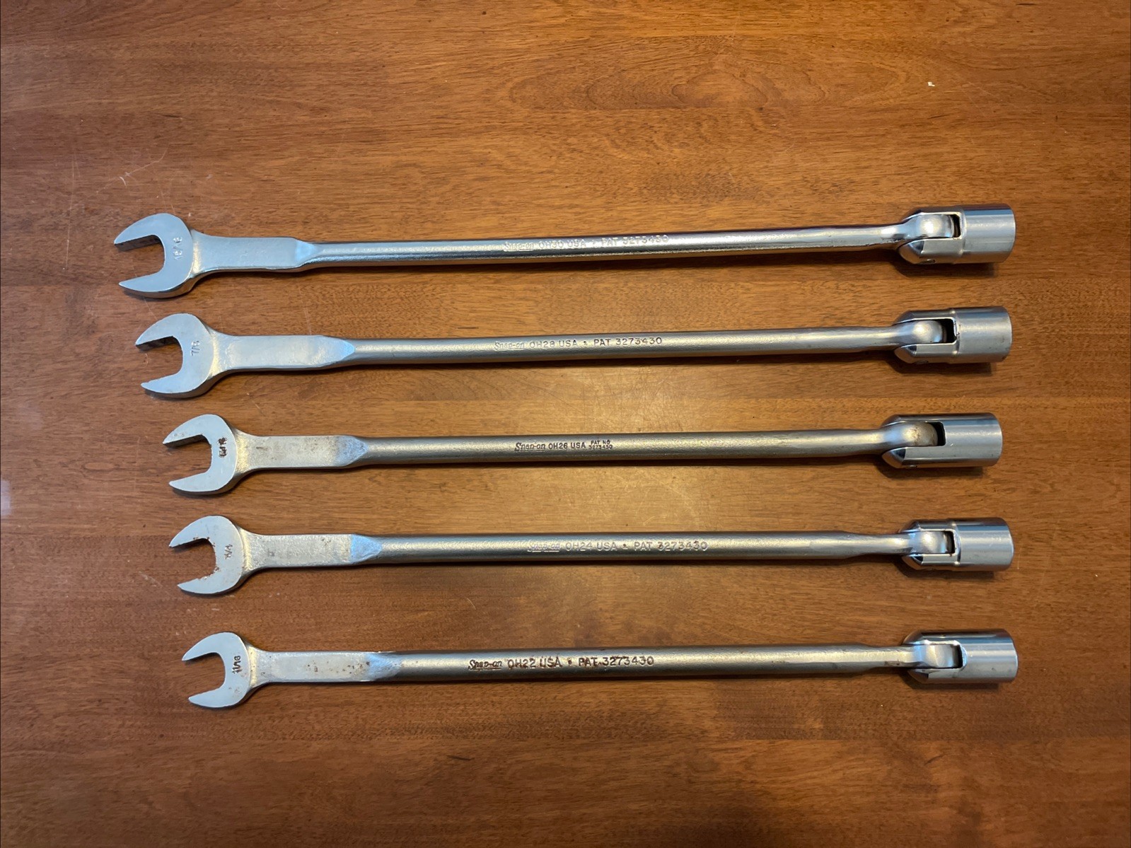 Snap-On 5 Pc OH30 – OH22 15/16” – 11/16” Wrench/ Swivel End Socket Tool
