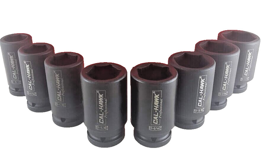 8PC 3/4″ DR. 6 Point Deep Air Impact Tool SAE CRV Pro 1″ to 1-1/2″ Socket Set