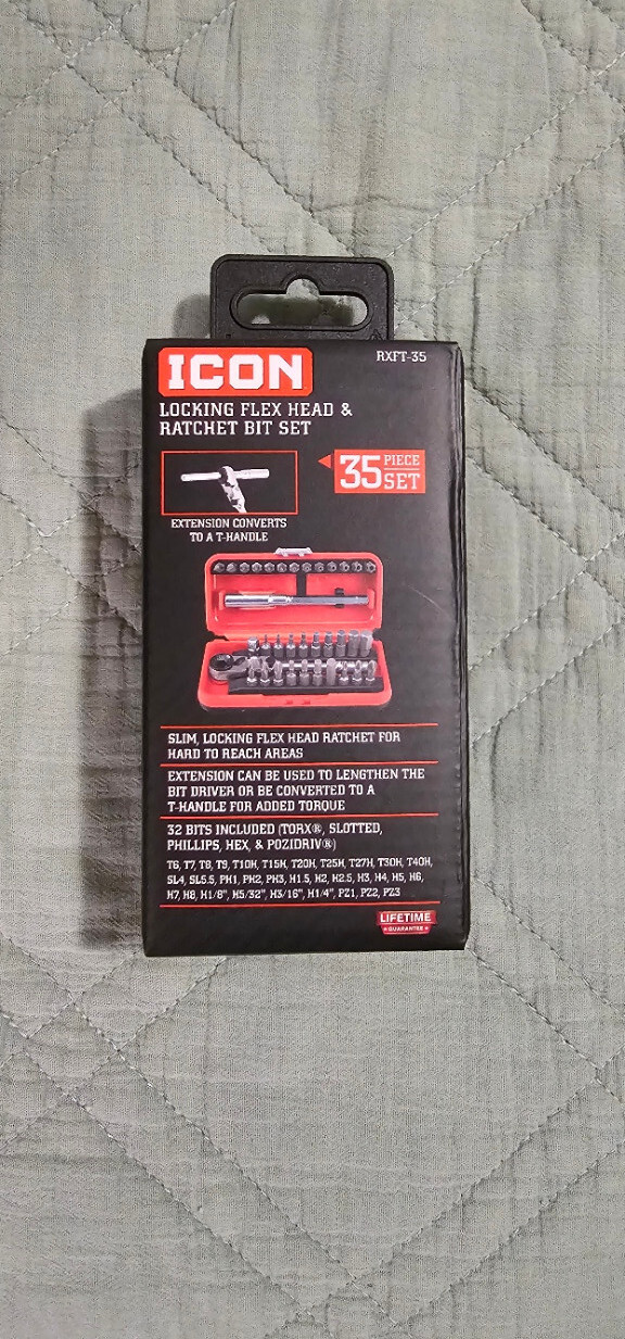 ICON Locking Flex Head Ratchet and Bit Set 35 Piece – Rare Item To Keep In Stock