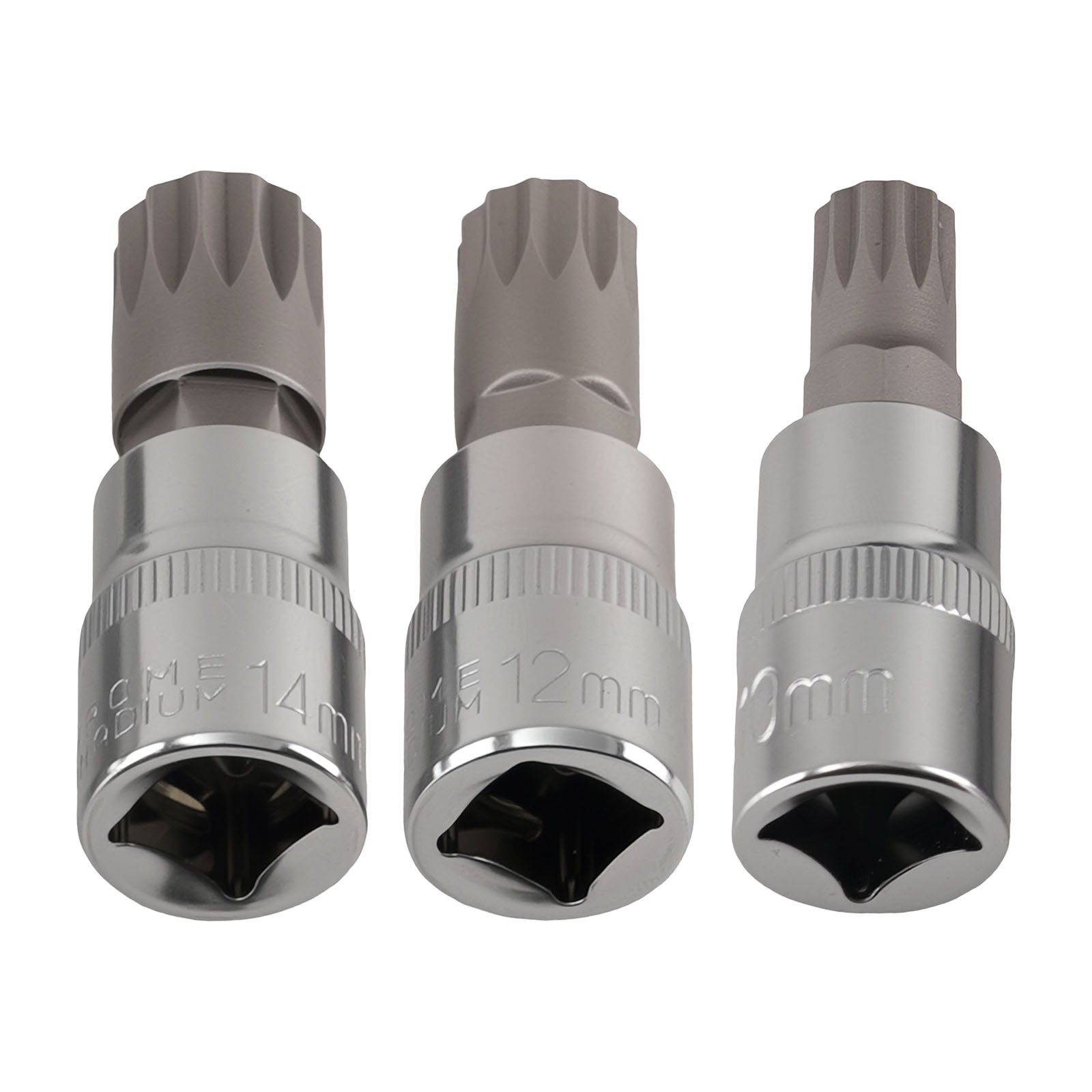 10 pcs Triple Square Spline Bit Socket Set M4 to M18 1/4″ 3/8″ 1/2″ Drive