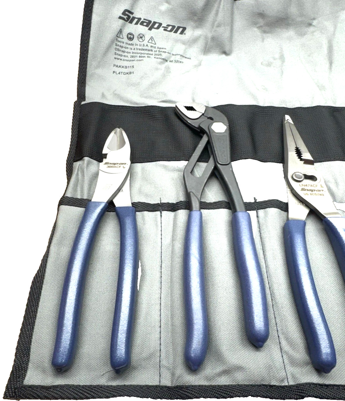 NEW Snap-on™ PL4TGKB1MB 4-pc Plier Set Includes 388ACF PWCS9AF LN47ACF AWPBX10