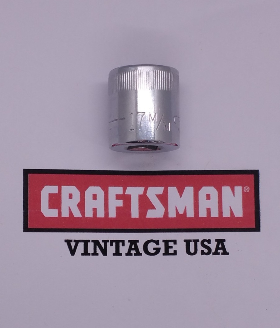 Craftsman 3/8″ Drive 17M/M 12 Pt Shallow Socket Metric Top Knurl V 44307 USA NOS