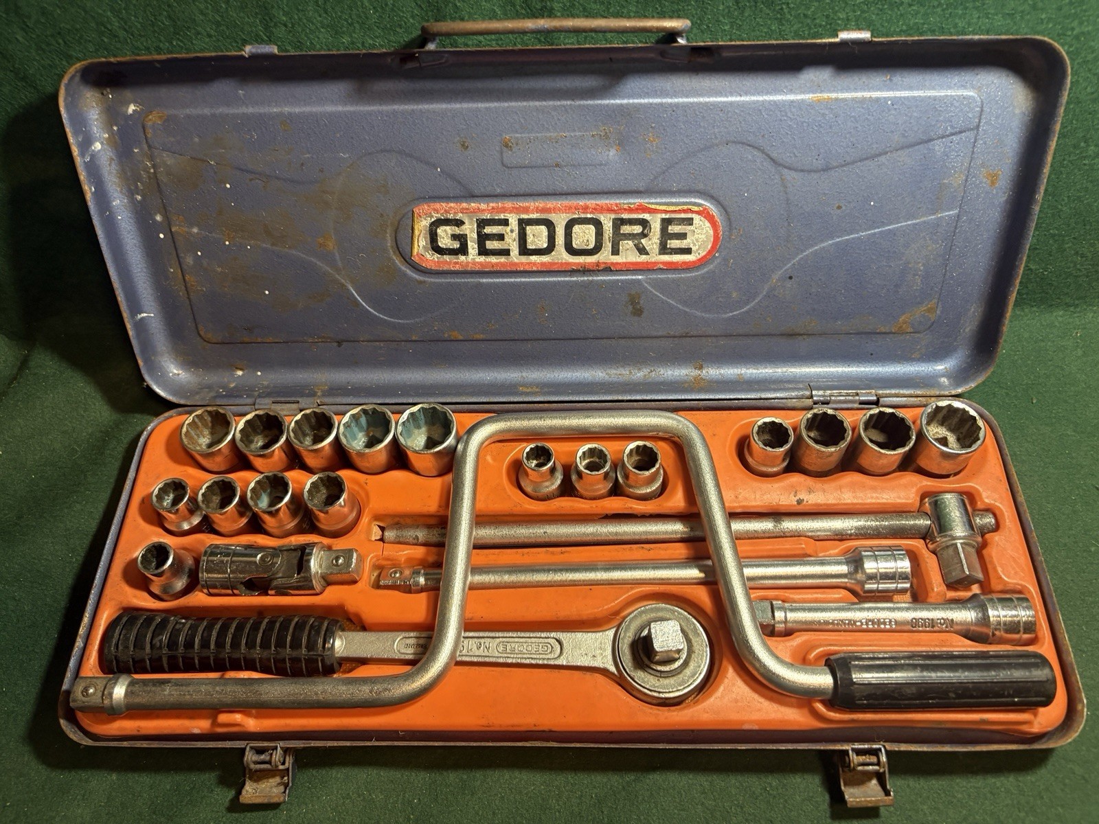 Vintage Gedore D19 TMAX Metric & Imperial 1/2 Drive Socket Set Germany Complete