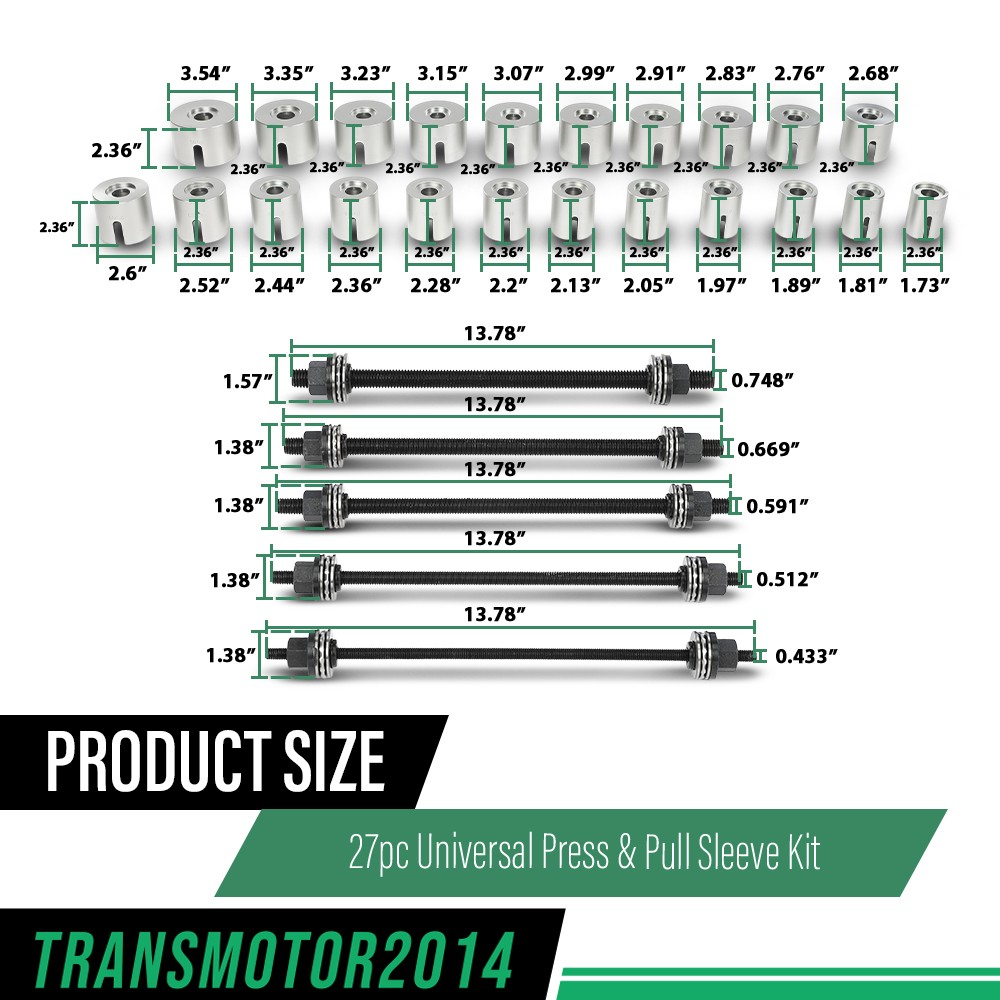 Universal Press & Pull Sleeve Kit 27 PCS Bush Bearing Removal Insertion Tool Kit