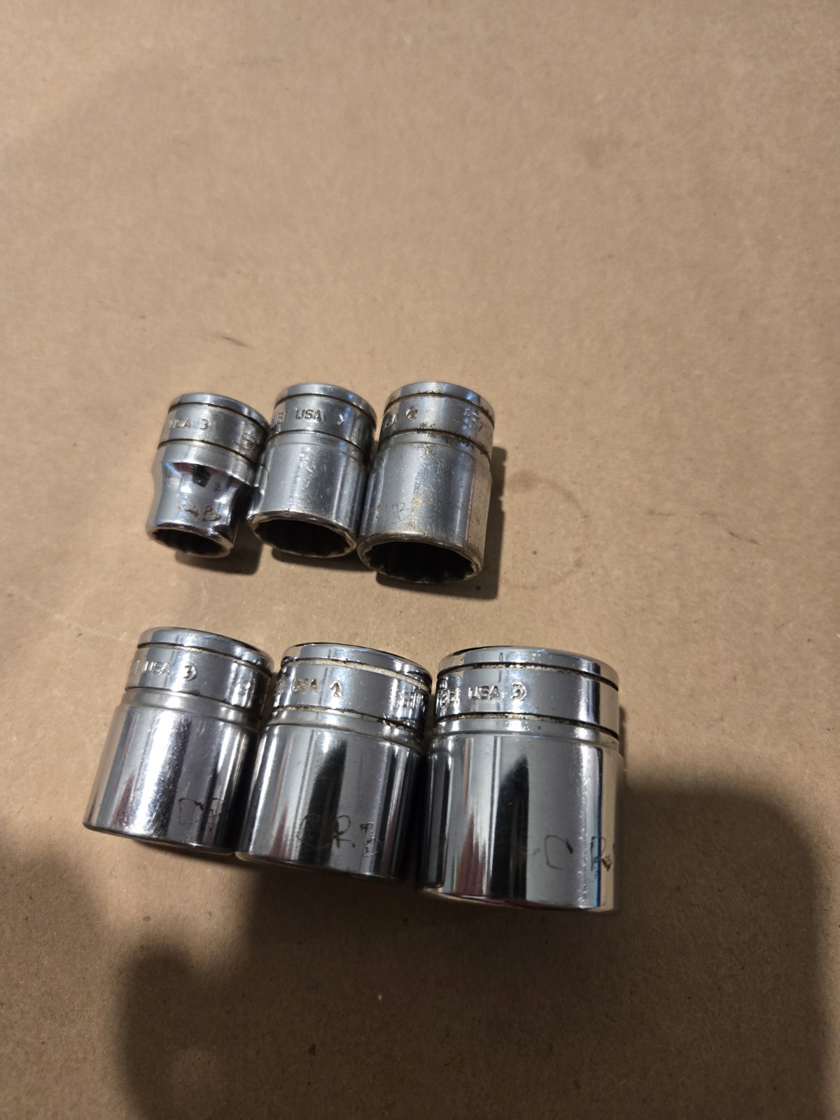 Snap On 3/8 Drive 3/8,1/2,9/16,5/8,11/16,13/16 12PT SAE Shallow Chrome Sockets