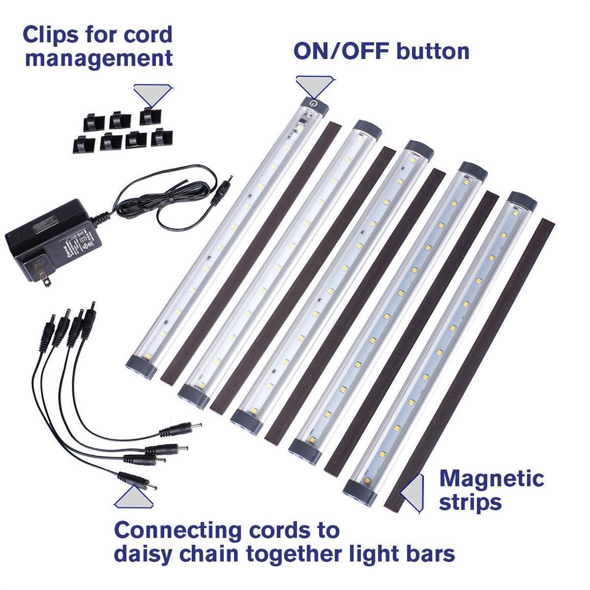 Montezuma MLA-5 LED Workspace Light Kit, 5-Bar, 12 Inch, Magnetic