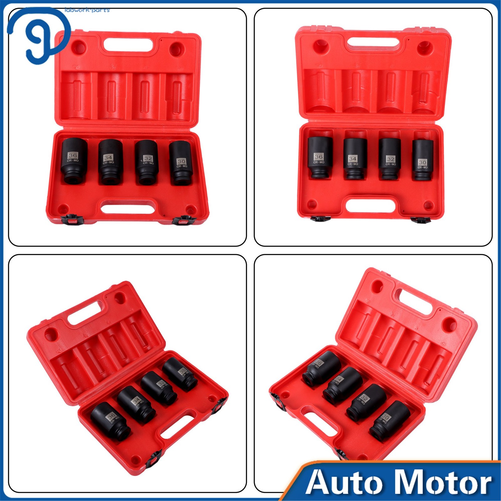 4PCS 1/2″ Drive Spindle Axle Nut Socket 30mm 32mm 34mm 36mm 12 Point Remover