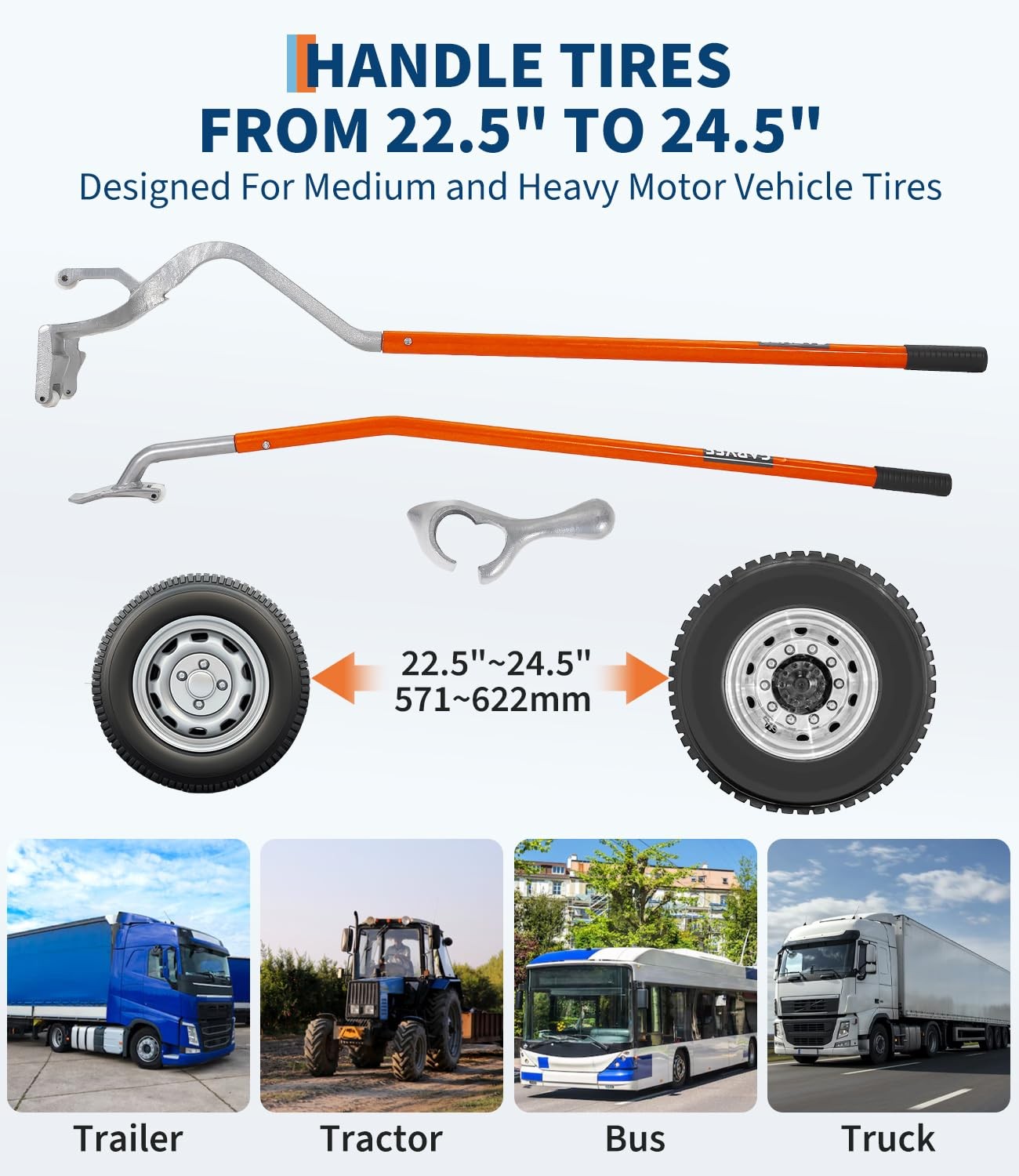 Manual Tire Changer for Large Tires 22.5″-24.5″ – Complete Kit with Bead Keeper