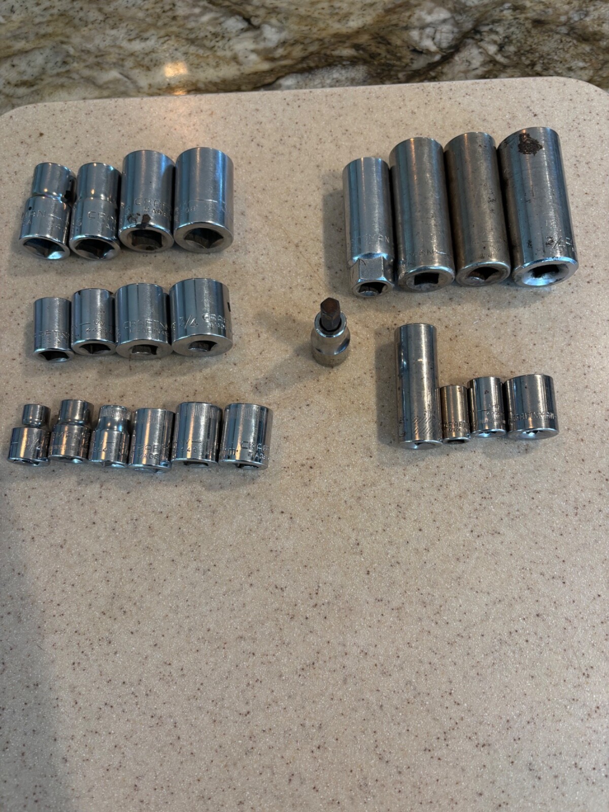 VINTAGE CRAFTSMAN SOCKETS 23 PIECES 1/2,3/8,1/4 DRIVES