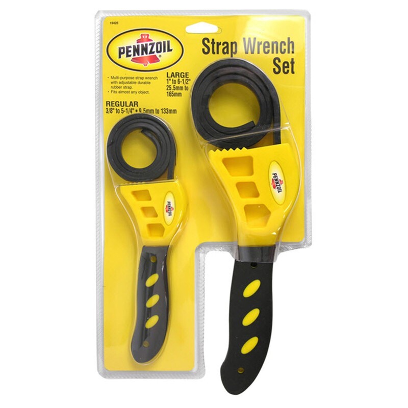 Pennzoil Strap Rubber Wrench Set (Regular 3/8″- 5.25″, Large 1″-6.5″) 2 pk