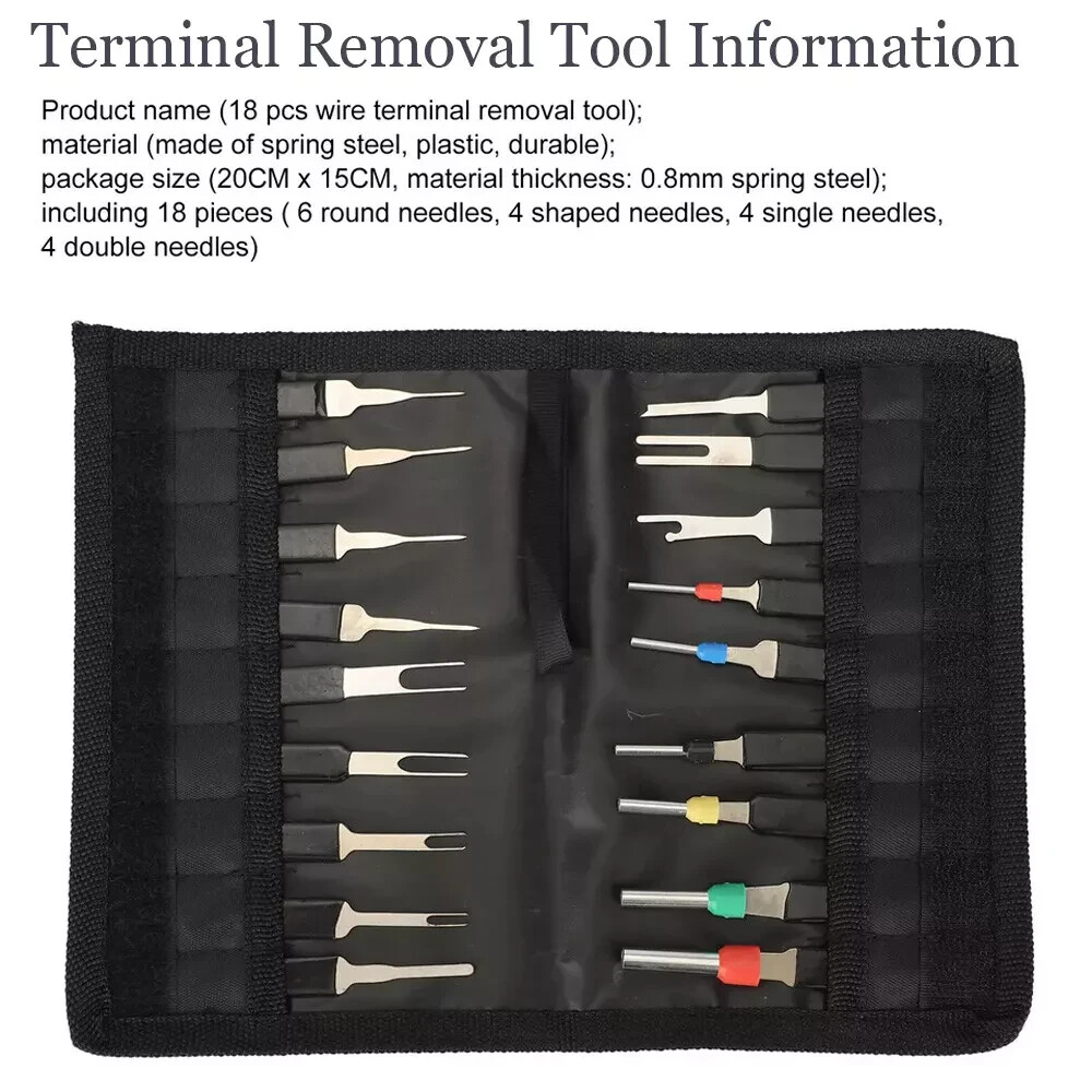 18Pcs Heavy Duty Thick Car Terminal Removal Kit Wire Connector Pin Release Tool