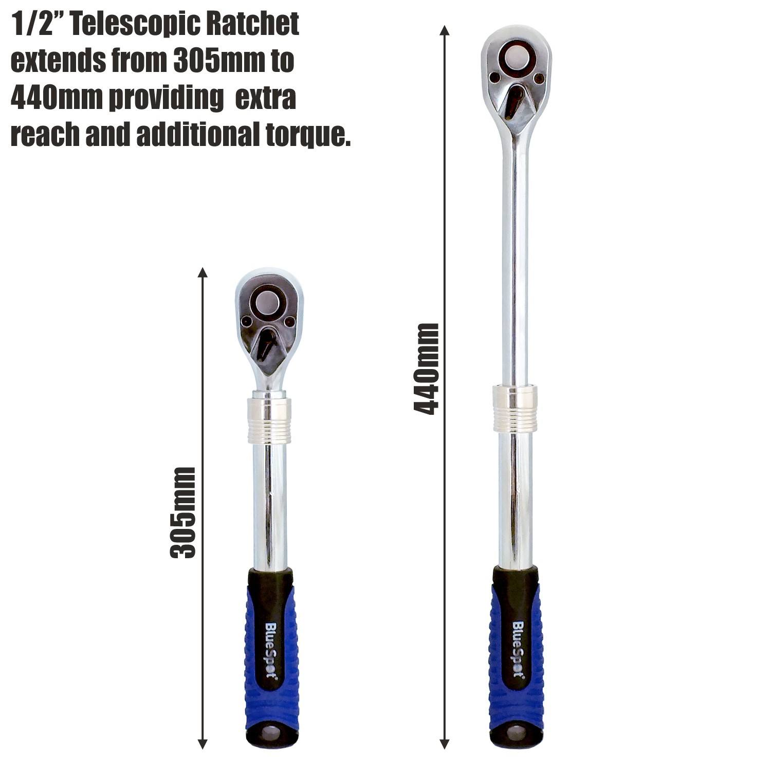 3 PACK OF CHROME VANADIUM TELESCOPIC EXTENDABLE RATCHET HANDLES 1/4″ 3/8″ 1/2″