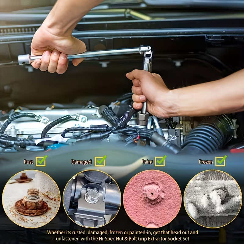 14pcs Nut Extractor Set | Tool for Removing Nuts with 13 Bolt And Nut Extractors