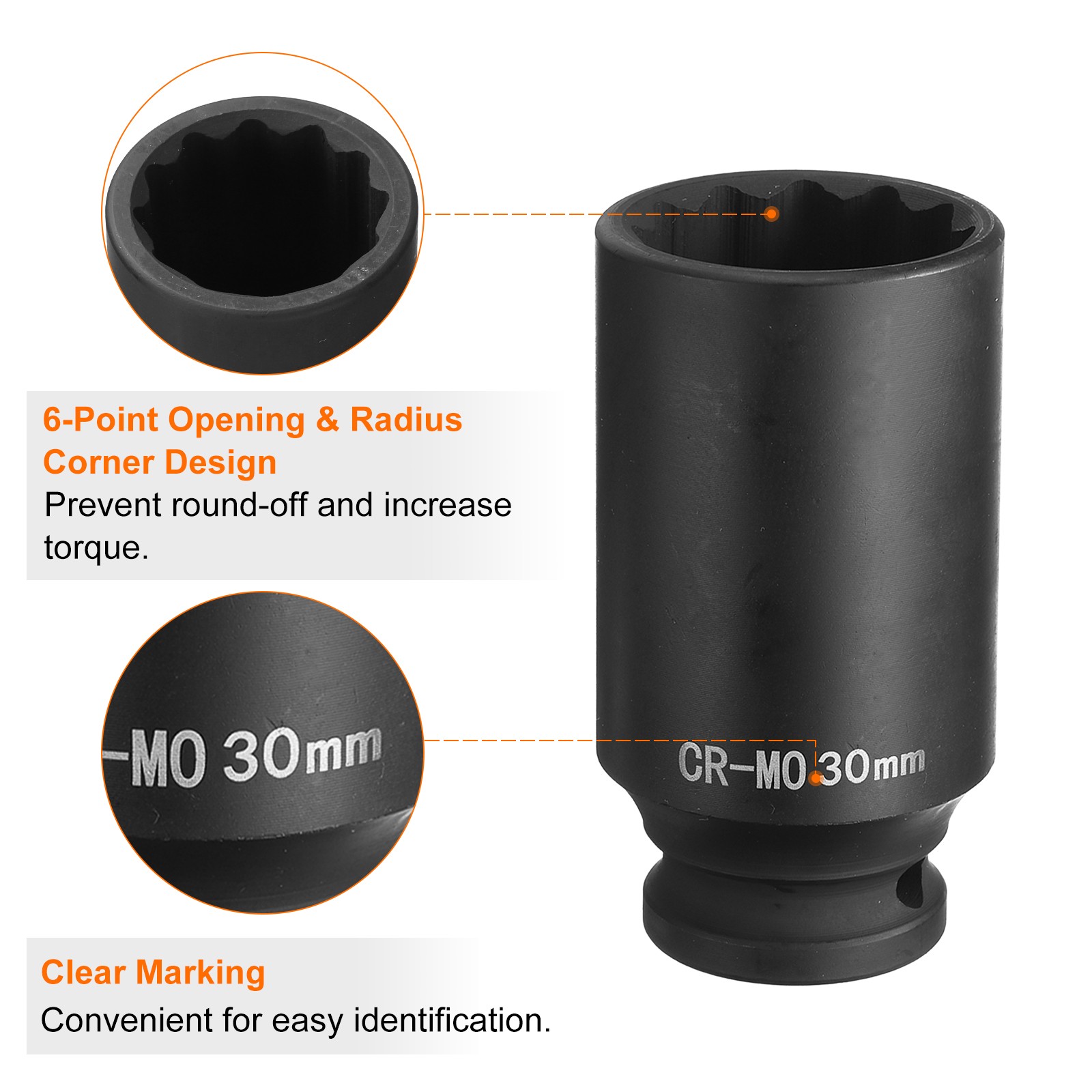 12 Point Deep Impact Socket 1/2″ Drive 30mm Chrome Molybdenum Steel