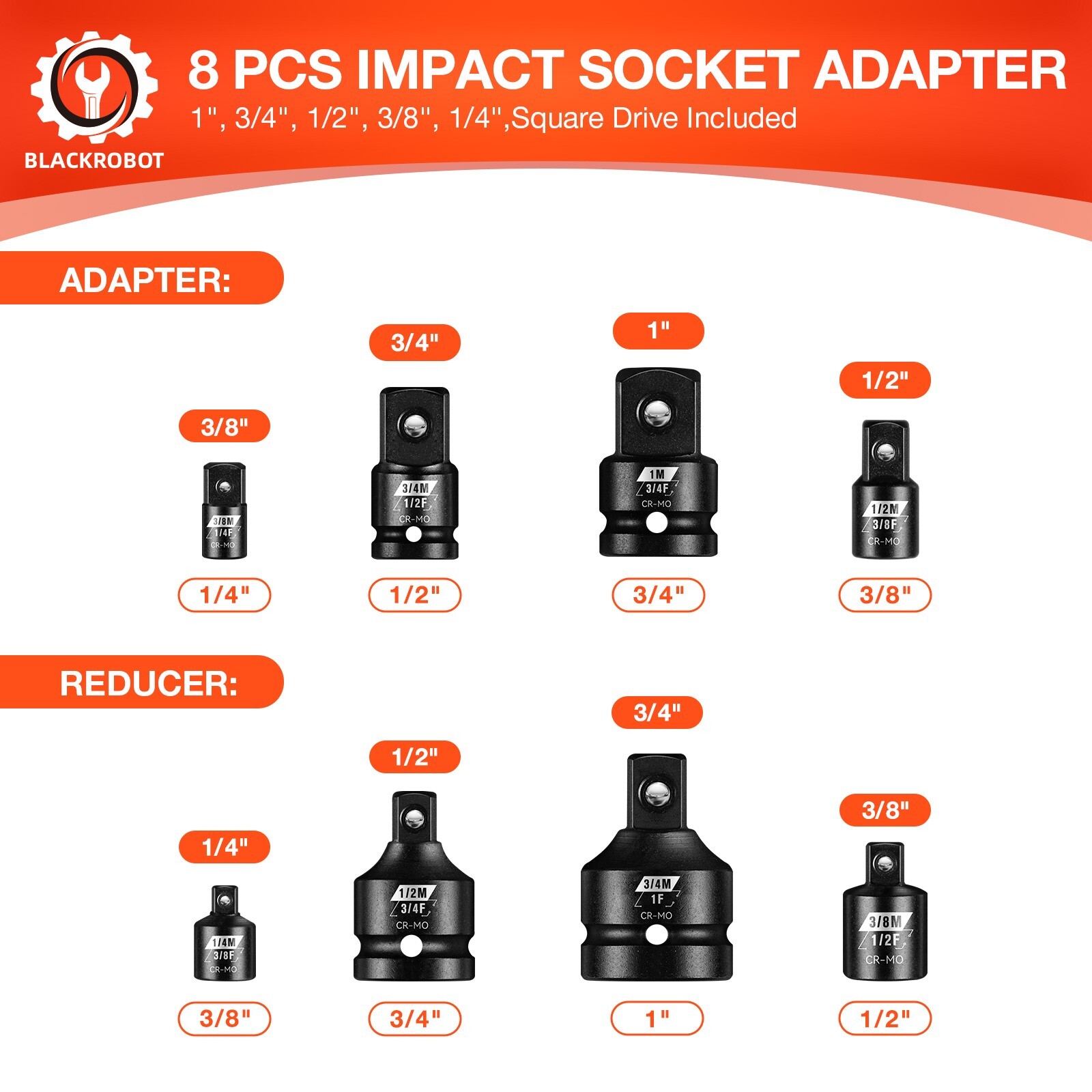 Boen Impact Wrench 1/2 Inch Brushless Electric, With 8 PCS Socket Adapter set，75