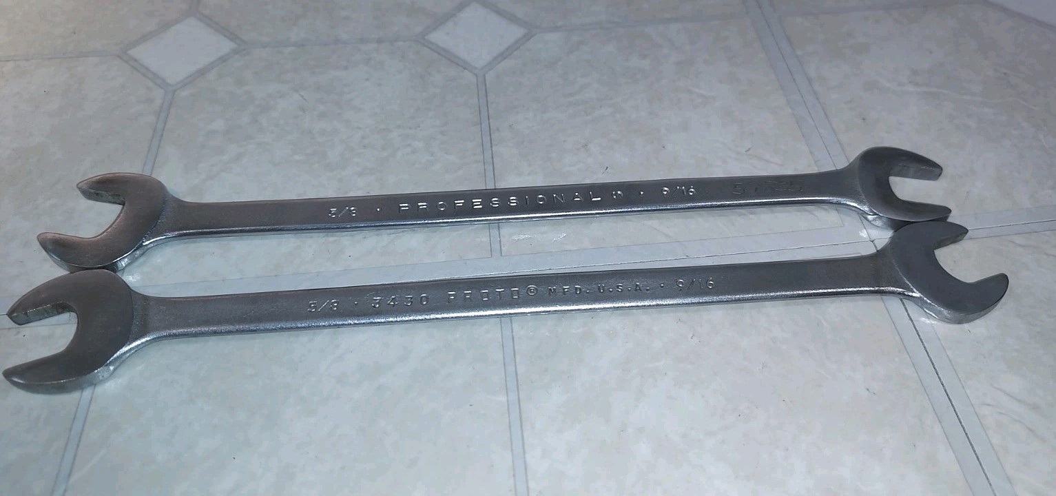 PROTO PROFESSIONAL 3430 5/8 – 9/16 DOUBLE OPEN END WRENCH-USA OLD STOCK SET of 2