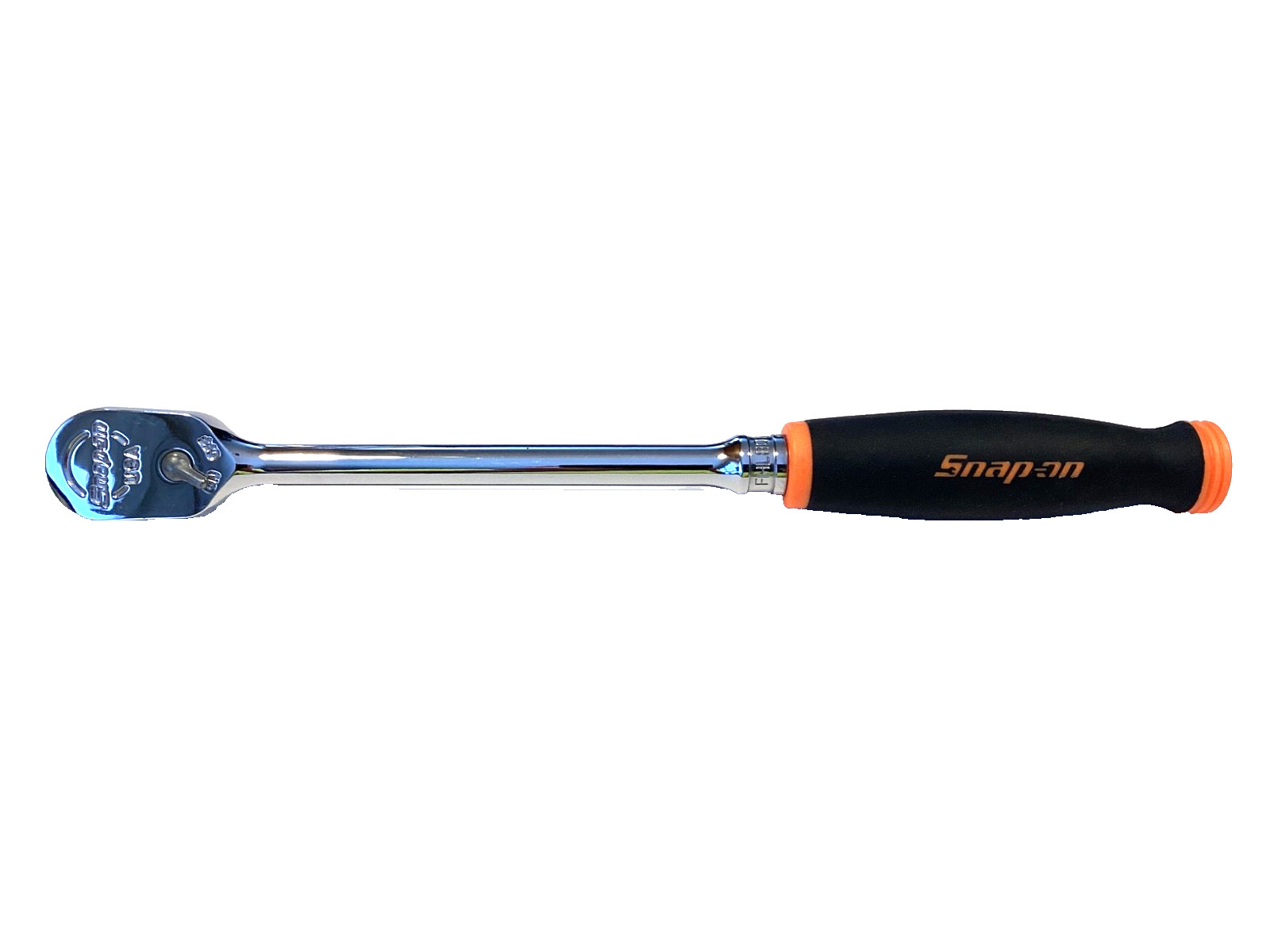 Snap On Tools 3/8” Drive ORANGE Soft Grip Long Handle Ratchet FHL80 NEAR MINT