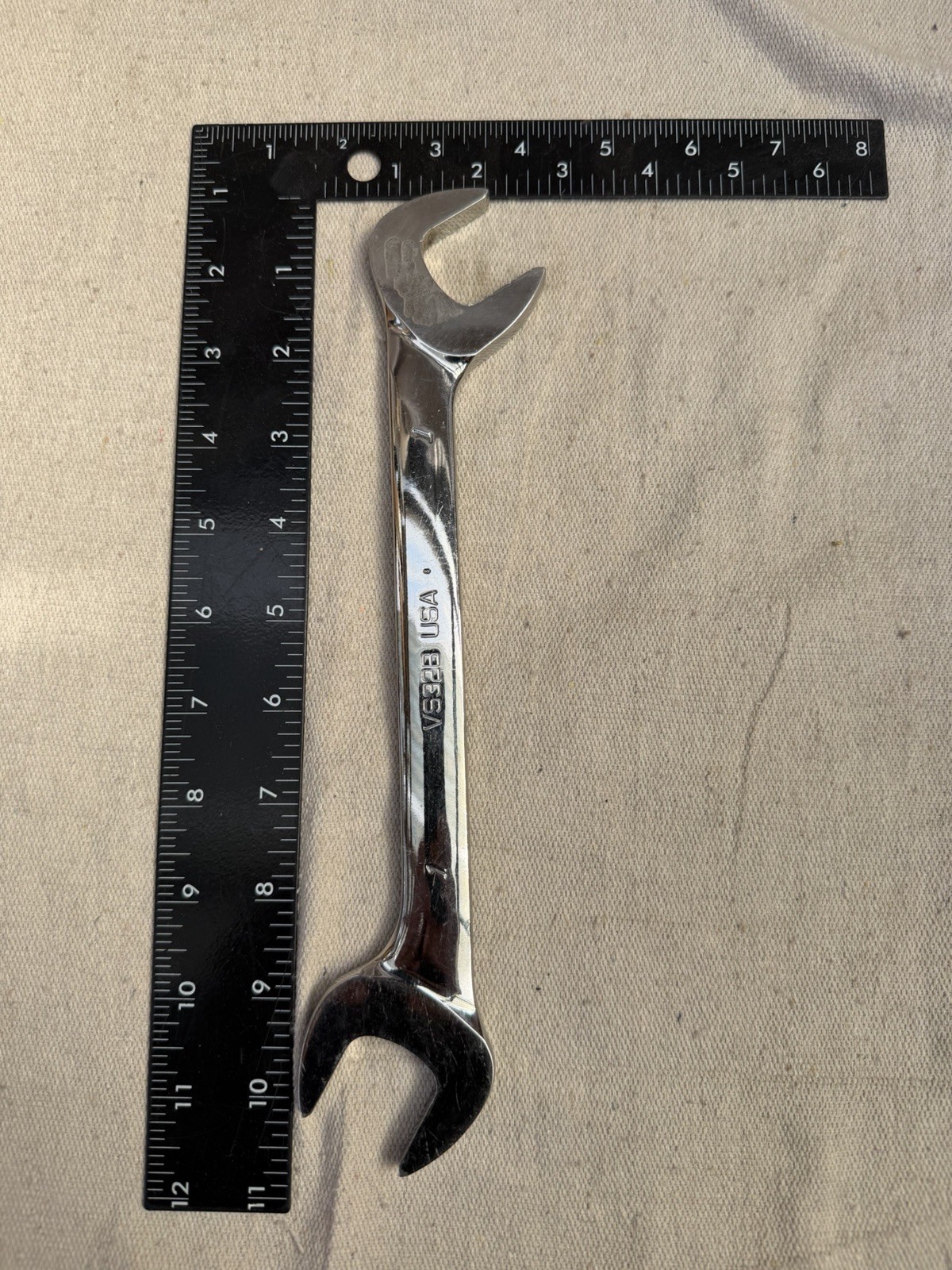 Snap-on VS32B 1″ SAE Four-Way Open-End Angle Head Chrome Wrench USA