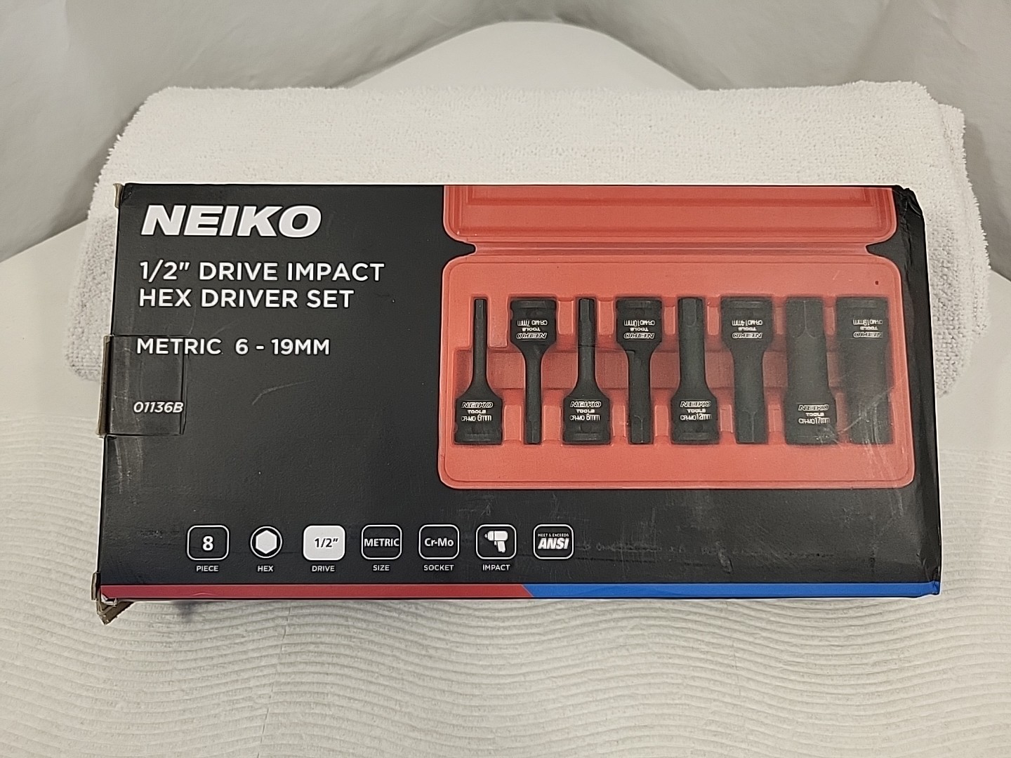 Neiko 01136B 1/2-Inch Drive Allen Hex Impact Socket Set, Metric, 1/2″ Metric