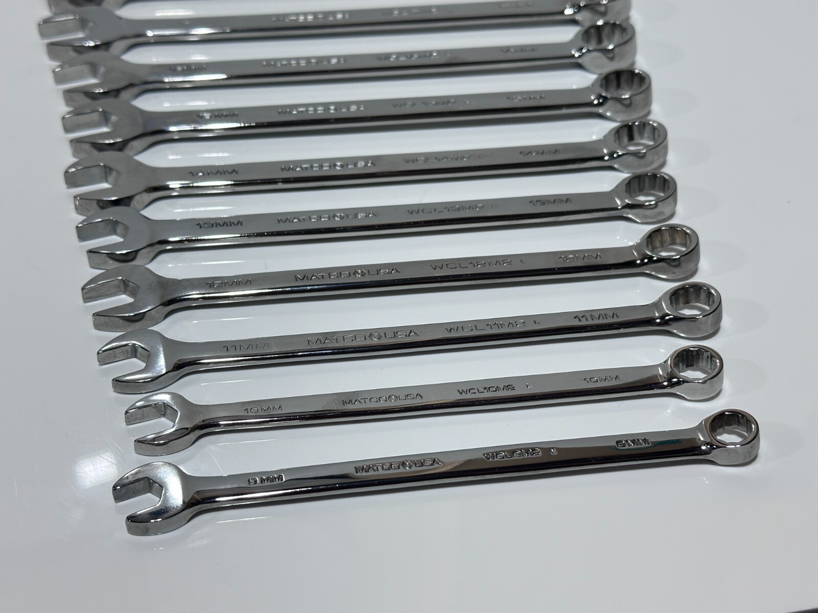 Matco Tools USA SWCLM12T 11pc Metric 9mm-19mm Full Polish Combination Wrench Set