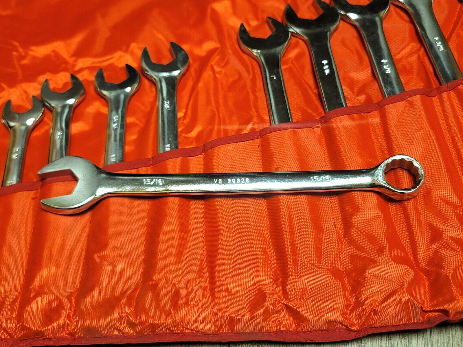 V8 Tools 17pc SAE Long Pattern Full Polish Combination Wrench Set w/ Pouch #9017