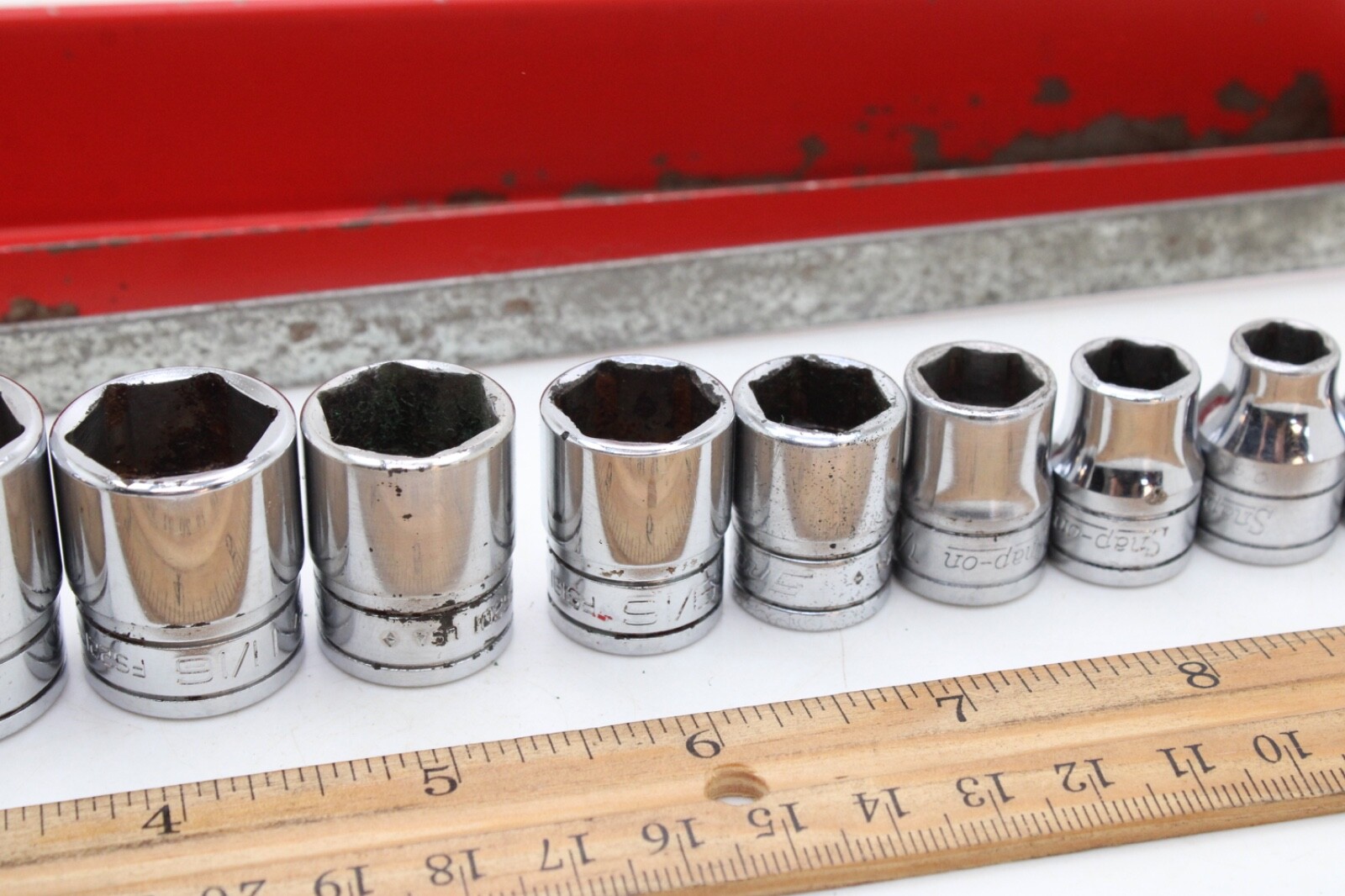 Snap On FS081-FS281 1/4″-78″ 3/8″ Drive 6 Point 11 Piece Shallow Sockets Set USA