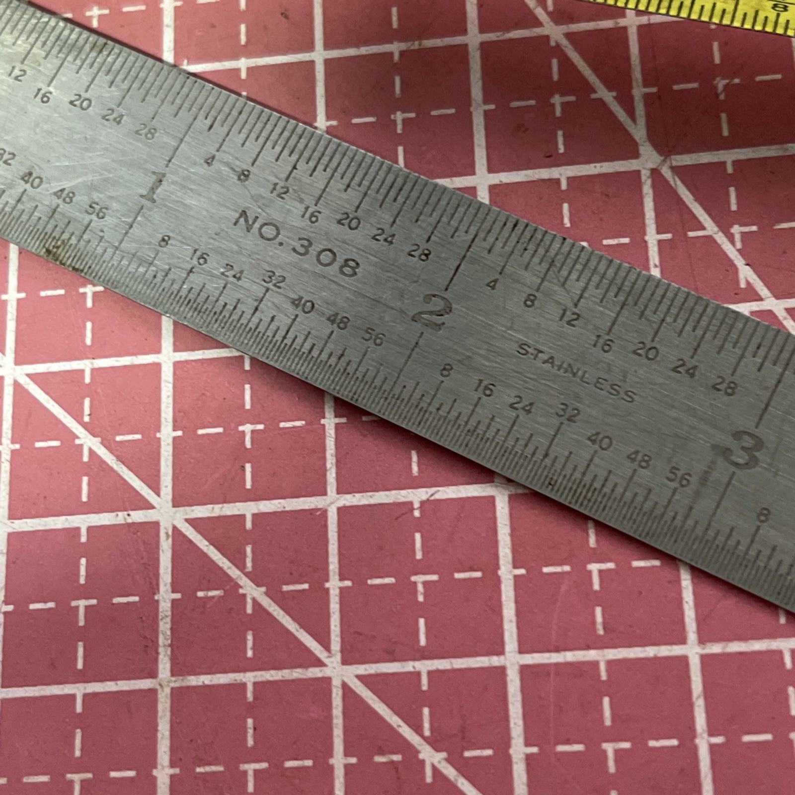 Vintage General USA No 308 Stainless Steel 6” Machinist Pocket Ruler USA 6 In