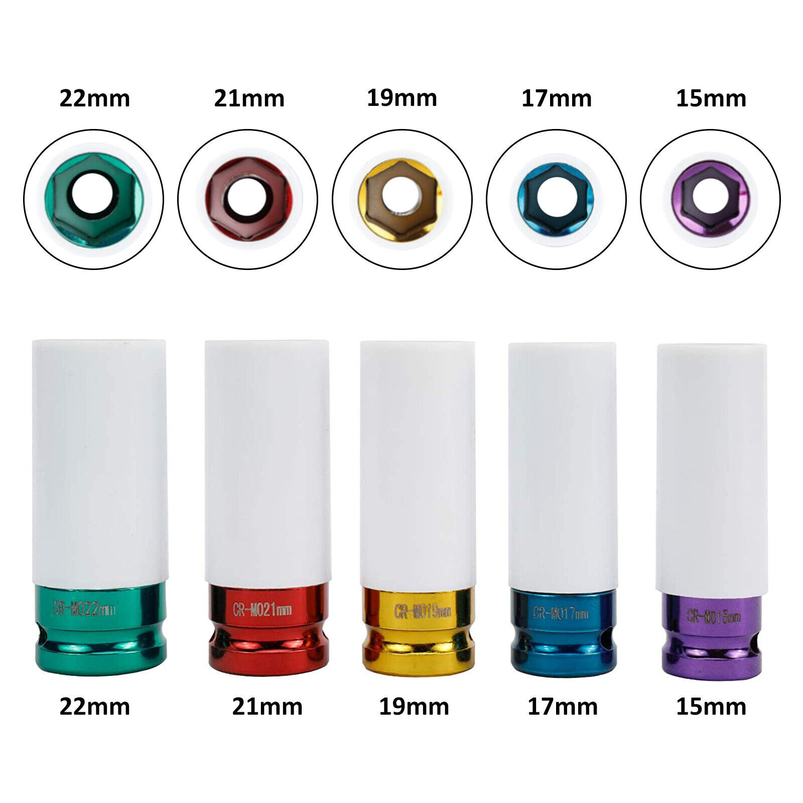 5Pcs 1/2″ Drive Wheel Protector Lug Nut Socket Thin Wall Impact Sockets Set Kit