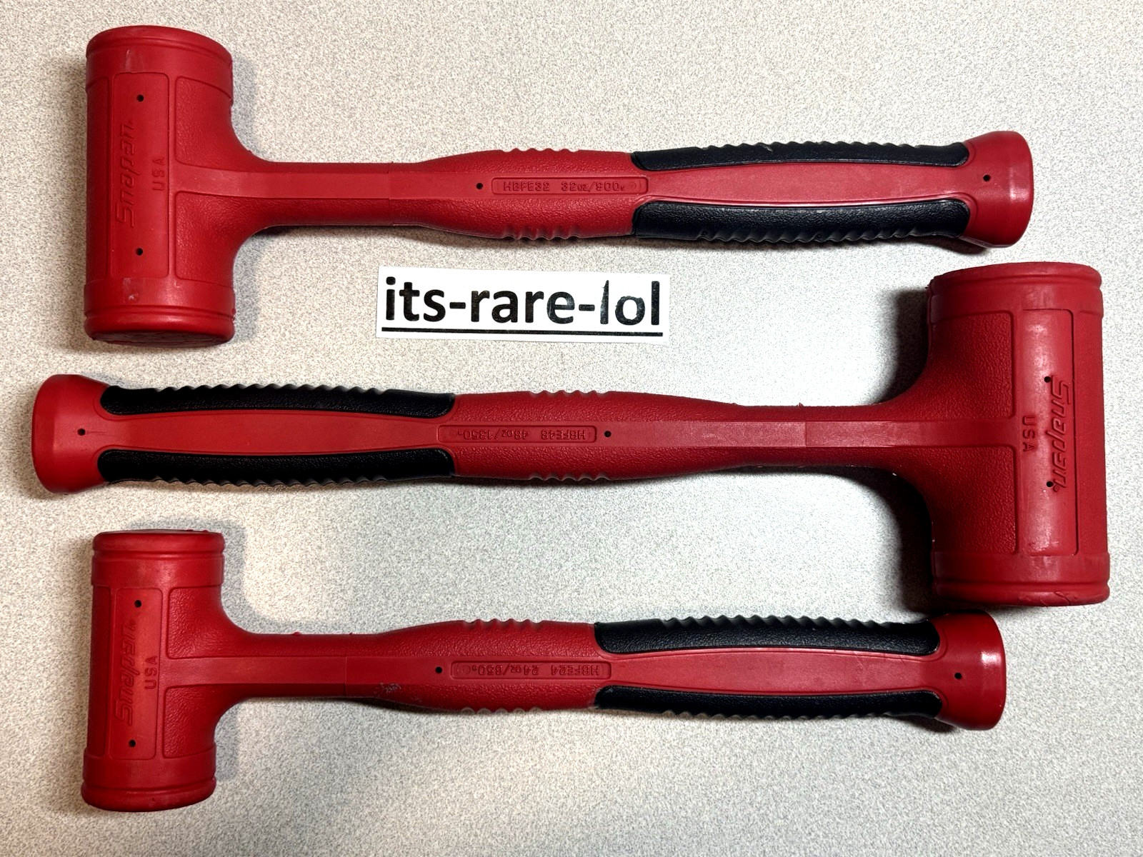 Snap-on HBFE103 3-Piece Red Soft Grip Dead Blow Hammer Set (24oz, 32oz, 48oz)