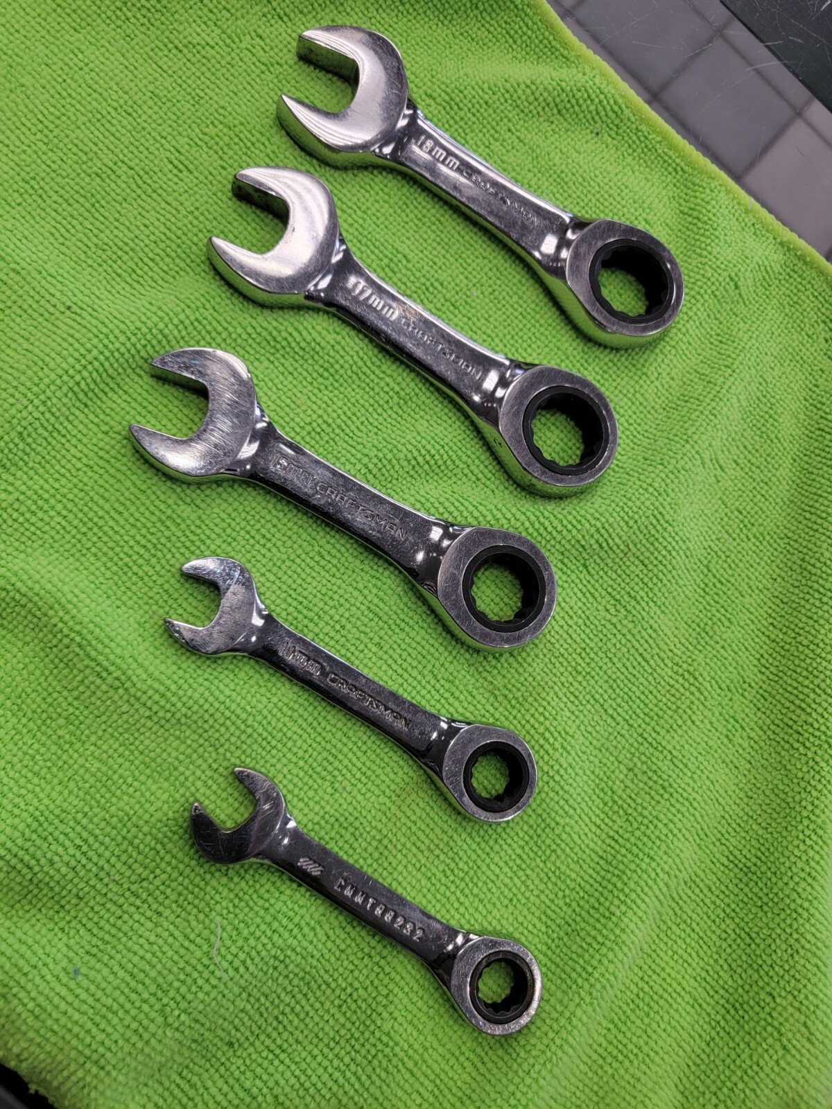 Craftsman 10mm 11mm 15mm 17mm 18mm Stubby Ratchet Wrench Cmmt set of five