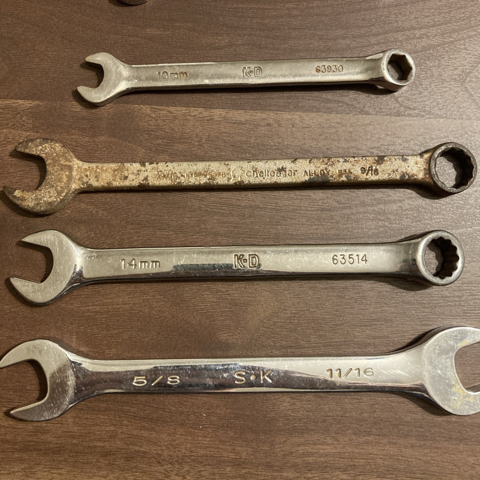 Wrenche Lot USA SK KD Challenger 10 MM 14 MM 3/8 5/8 9/16 Used