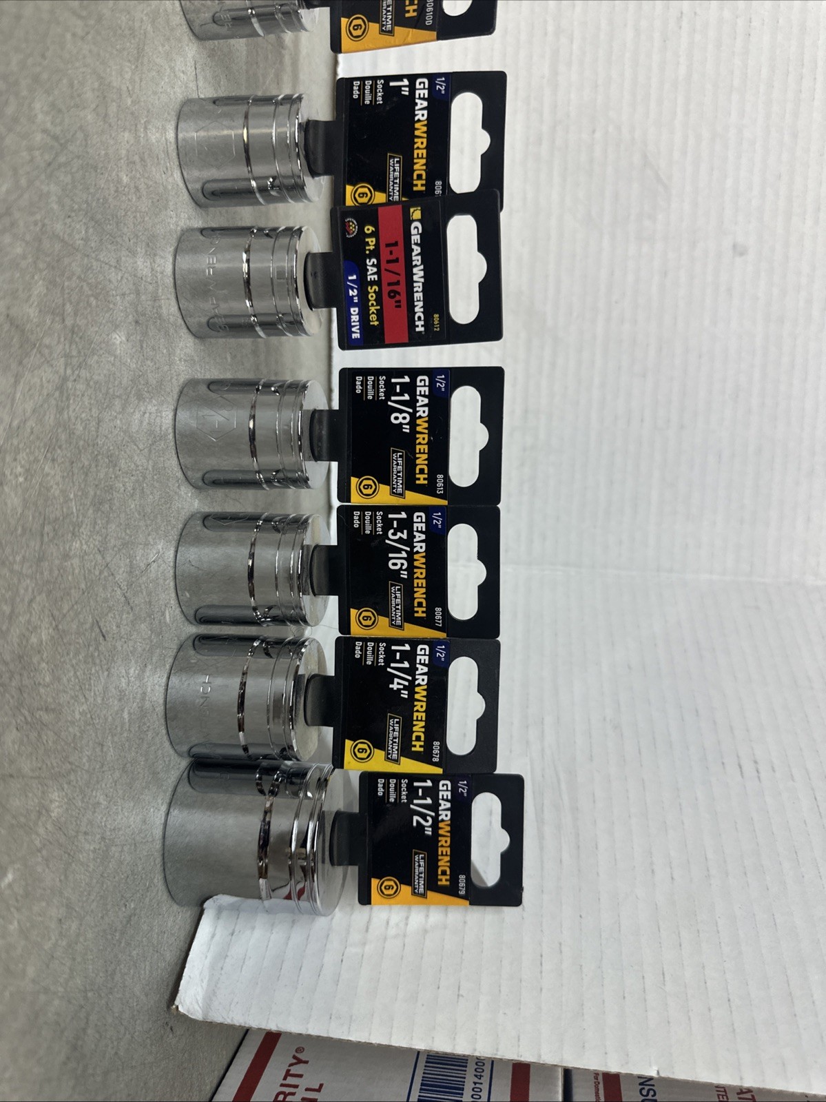 NEW GearWrench 1/2” 6pt SAE Socket 15pc. 7/16” – 1-1/2” Size & PN In Description