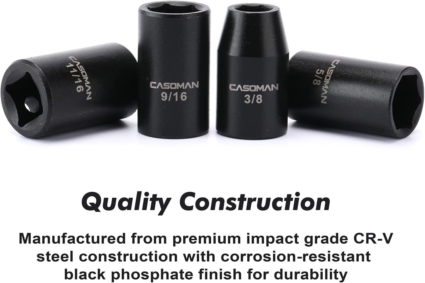 14 Pieces 1/2-Inch Drive Shallow Impact Socket Set, 6-Point, SAE, 3/8″ to 1-1/4″