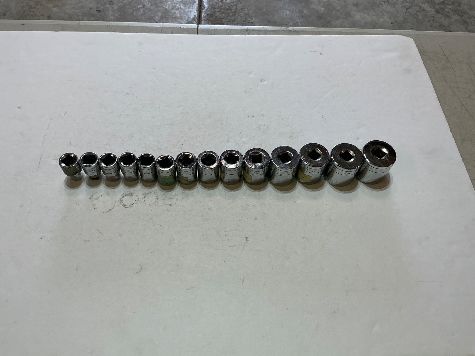 NOS S-K 14 pc 1/2″ drive shallow SAE socket set 6pt&12pt 3/8″-1 1/4″ USA made