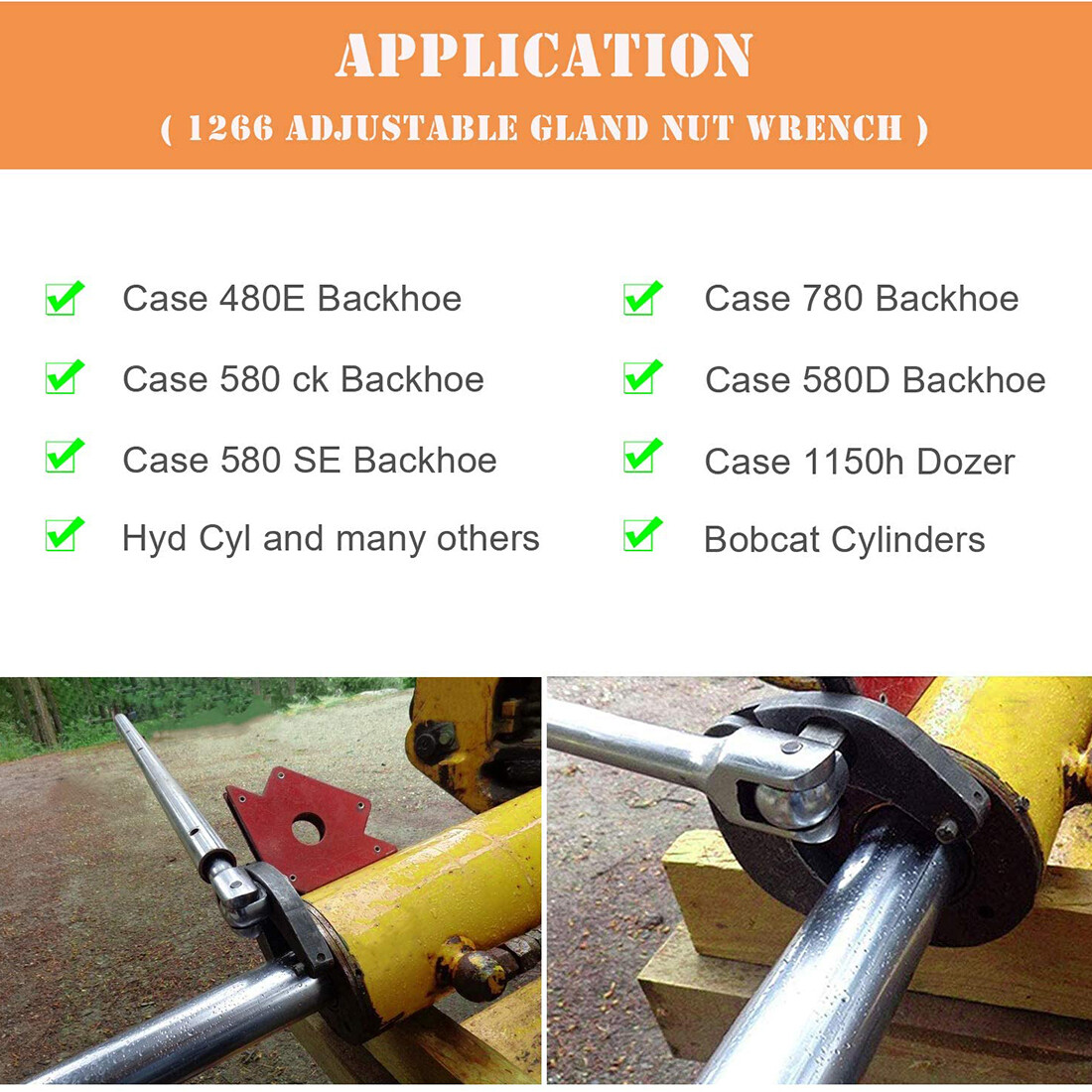 1266+7463 Universal Adjustable Gland Nut Wrench Spanner For Hydraulic Cylinders