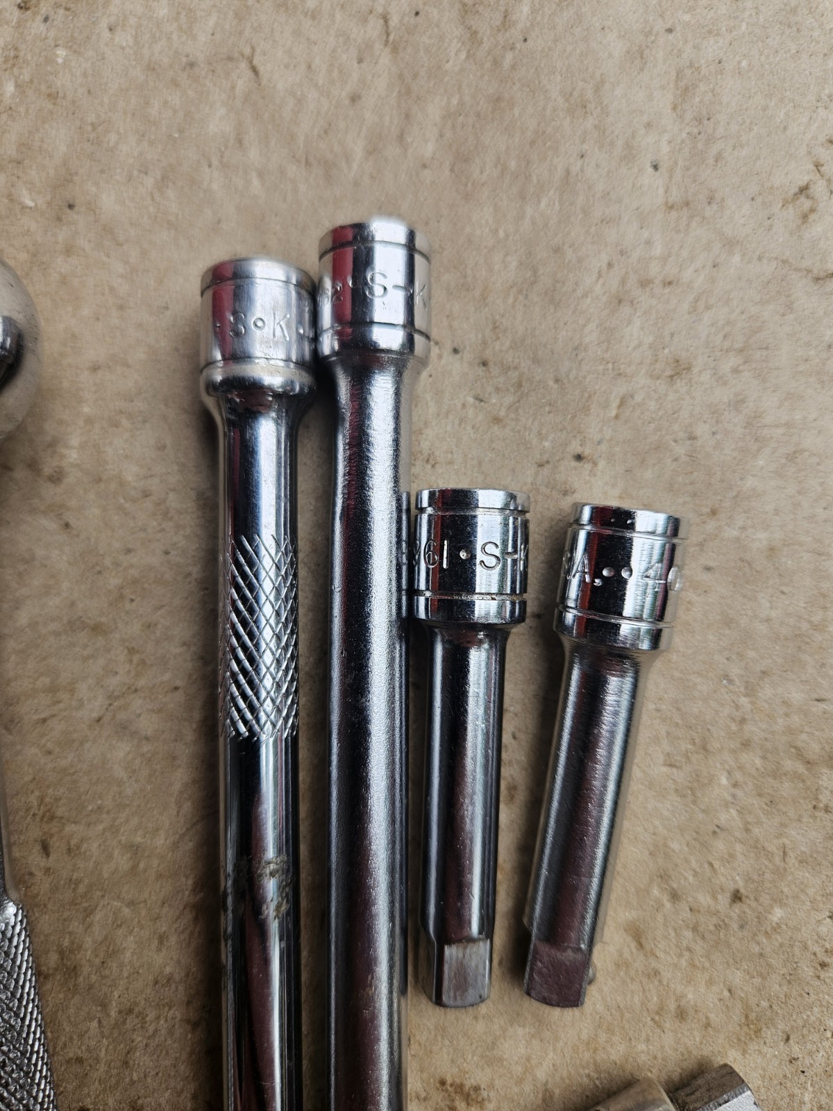 Nice Vintage S-K 1/4″ Drive Ratchet With 5 Extensions, Most Are Unused, USA