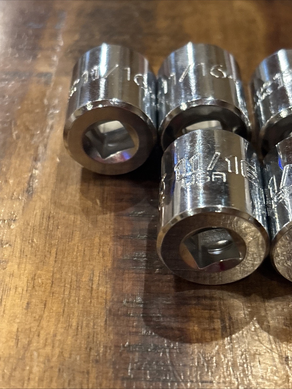 Proto 11/16” Lot Of 9 Pieces 3/8″ Drive 6 & 12 Point Shallow Sockets USA SAE