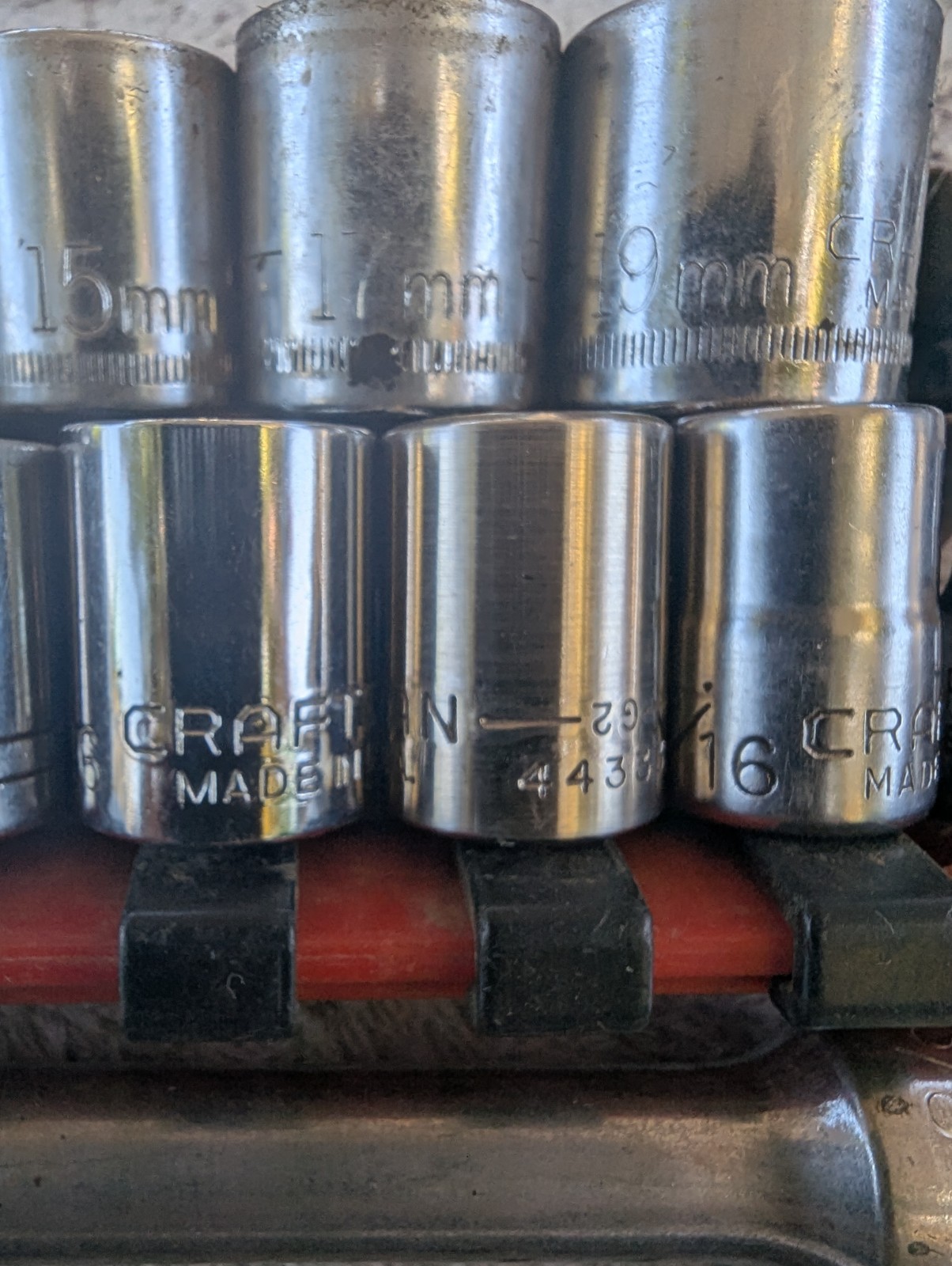 3/8″ Dr Craftsman Shallow Sockets & 2 Extensions SAE Metric 13-19mm & 3/8-13/16″