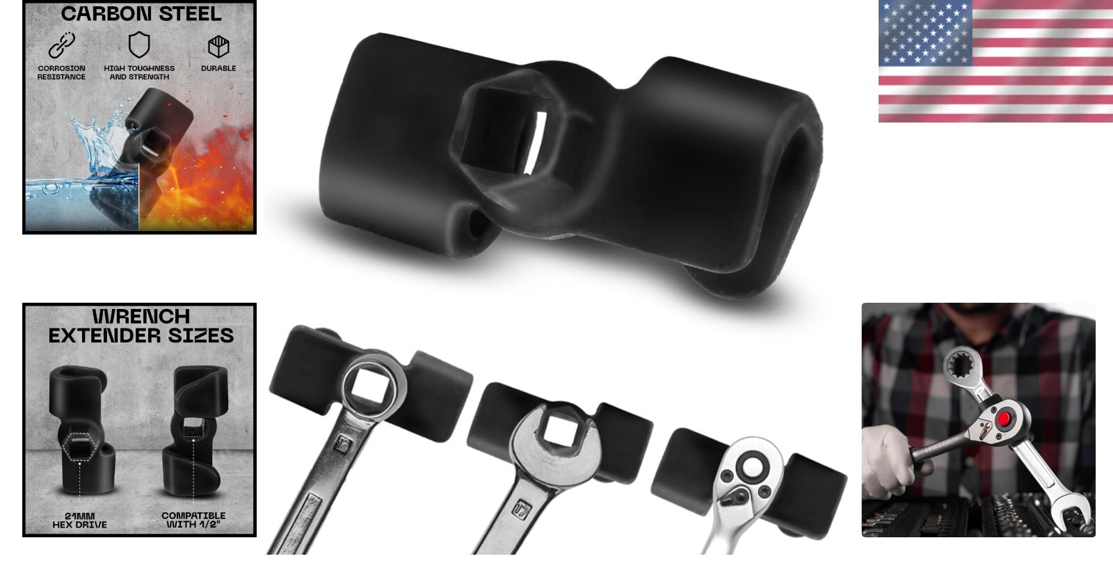 Customizable Wrench Extension Tool for DIY & Automotive Repairs – Black Finish